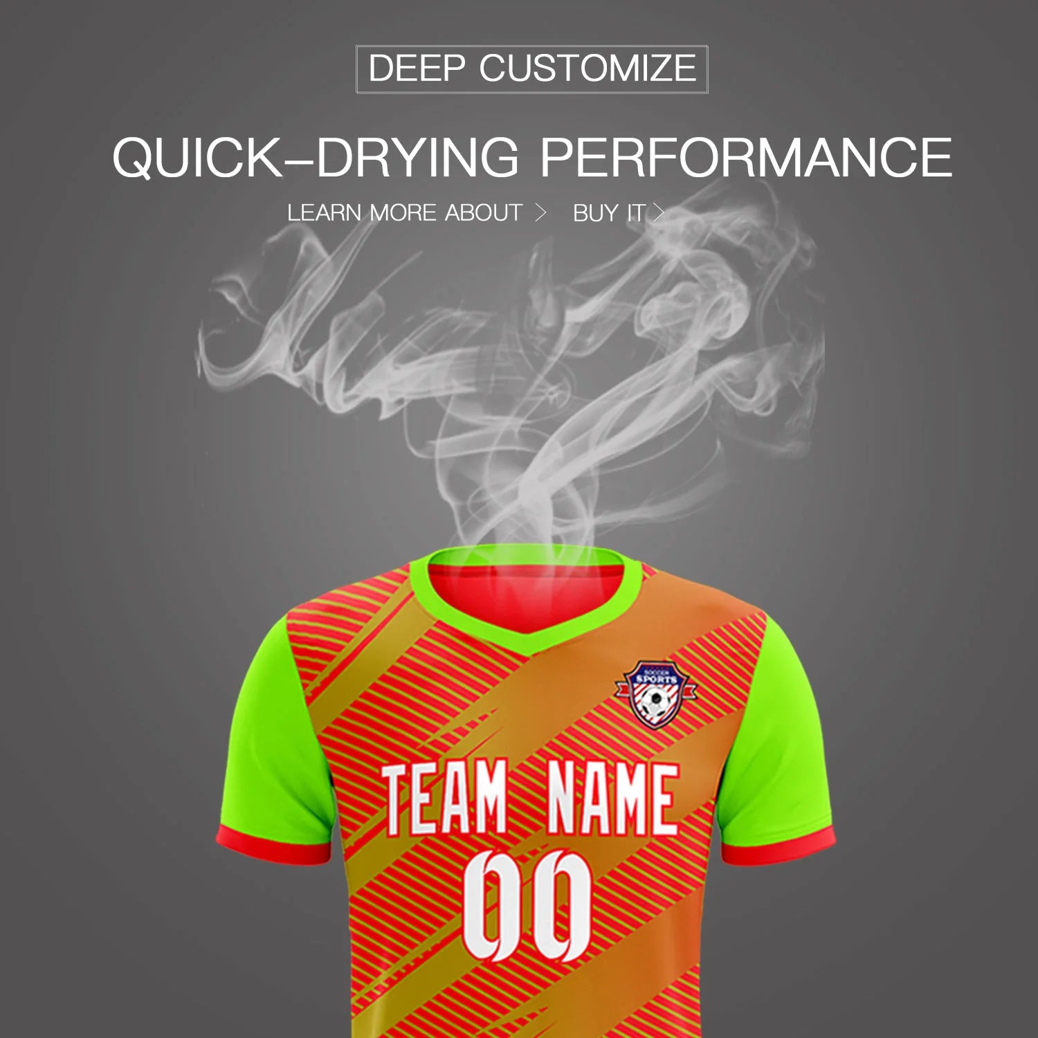Custom Red Neon Green Casual Sport Soccer Sets Jersey