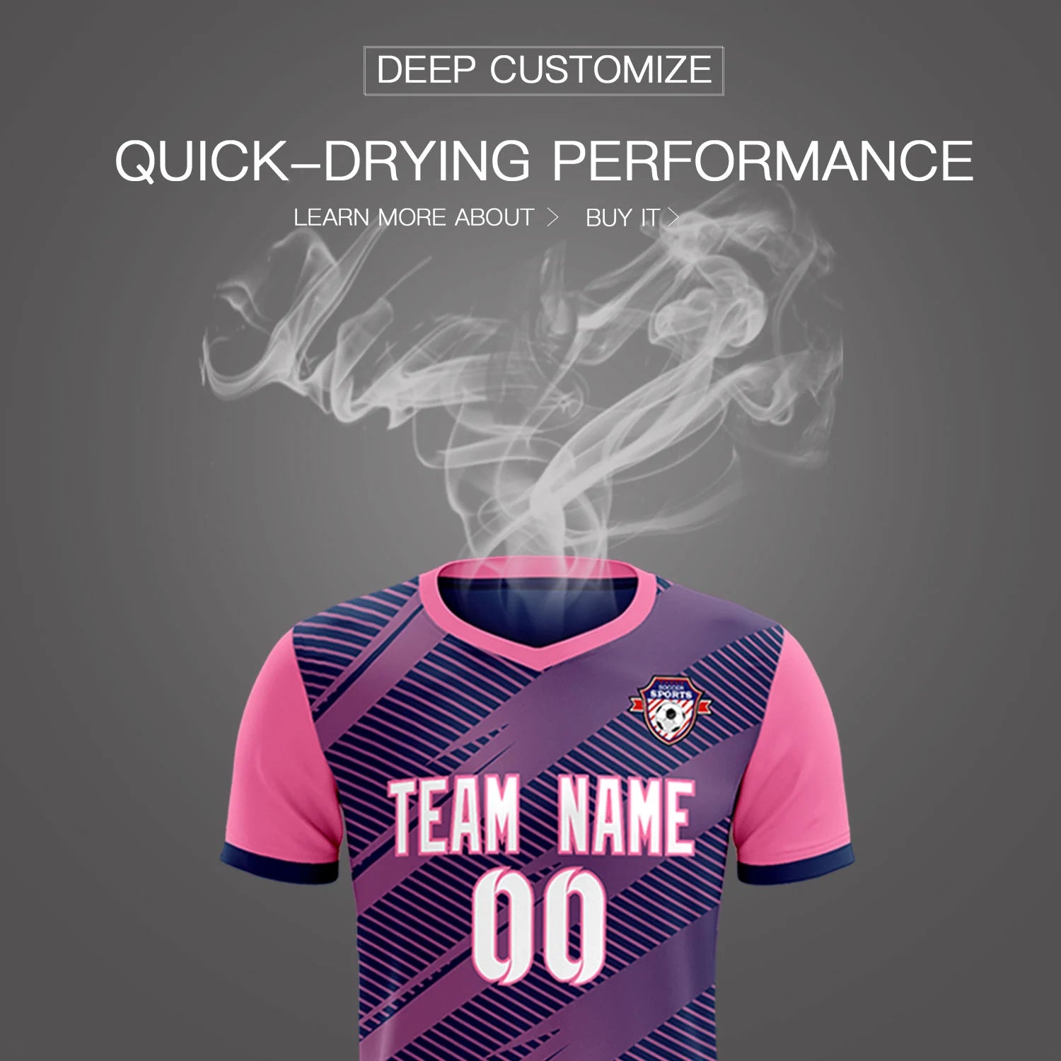 Custom Navy Pink Casual Sport Soccer Sets Jersey