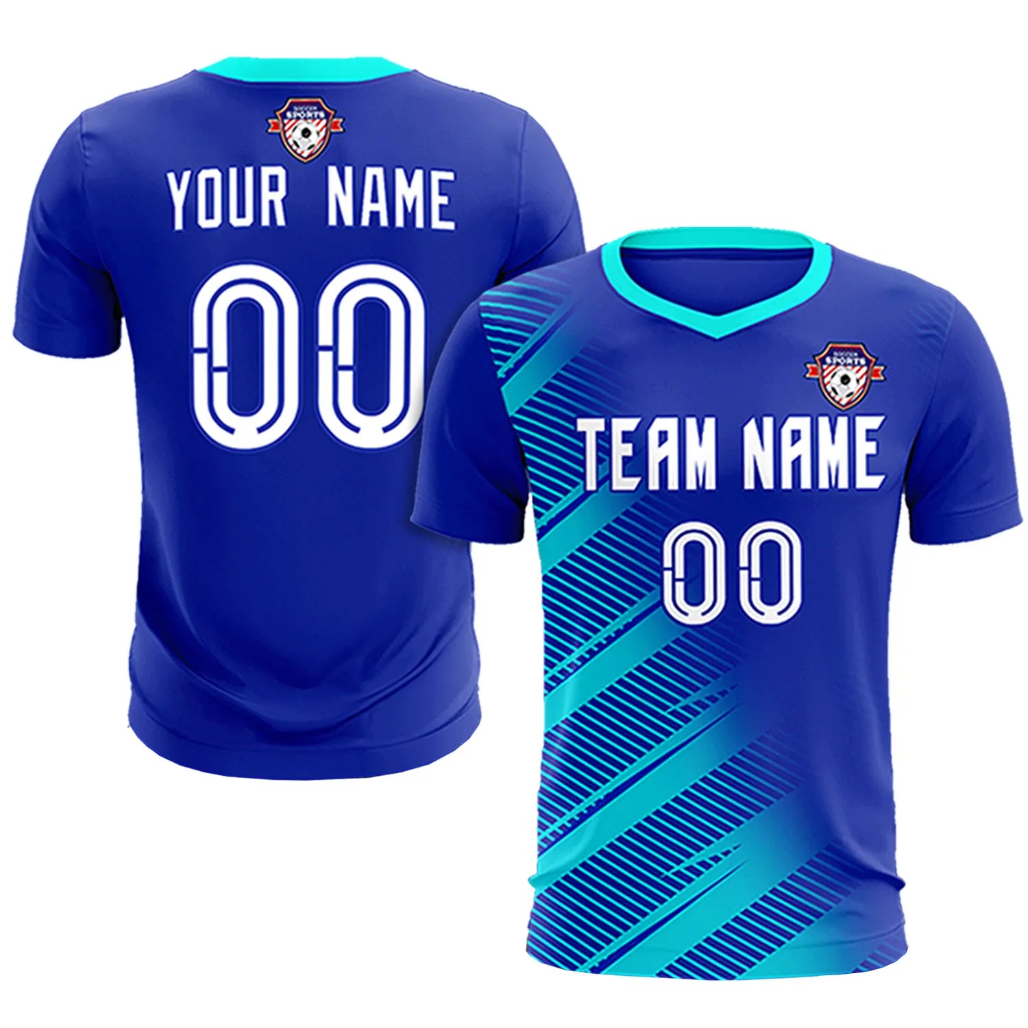 Custom Royal Blue Sky Blue Casual Printing Sportswear Soccer Sets Jersey
