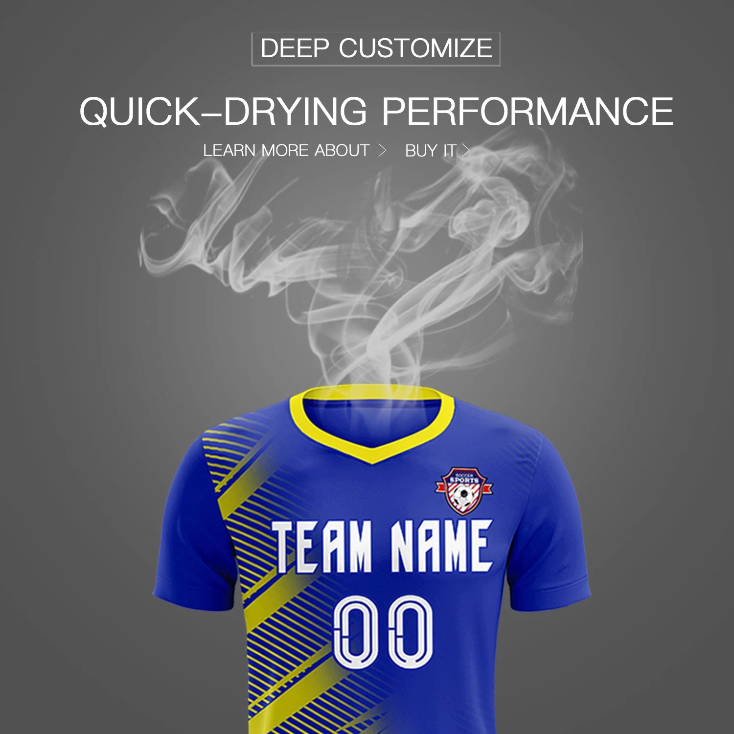Custom Royal Blue Gold01 Casual Printing Sportswear Soccer Sets Jersey