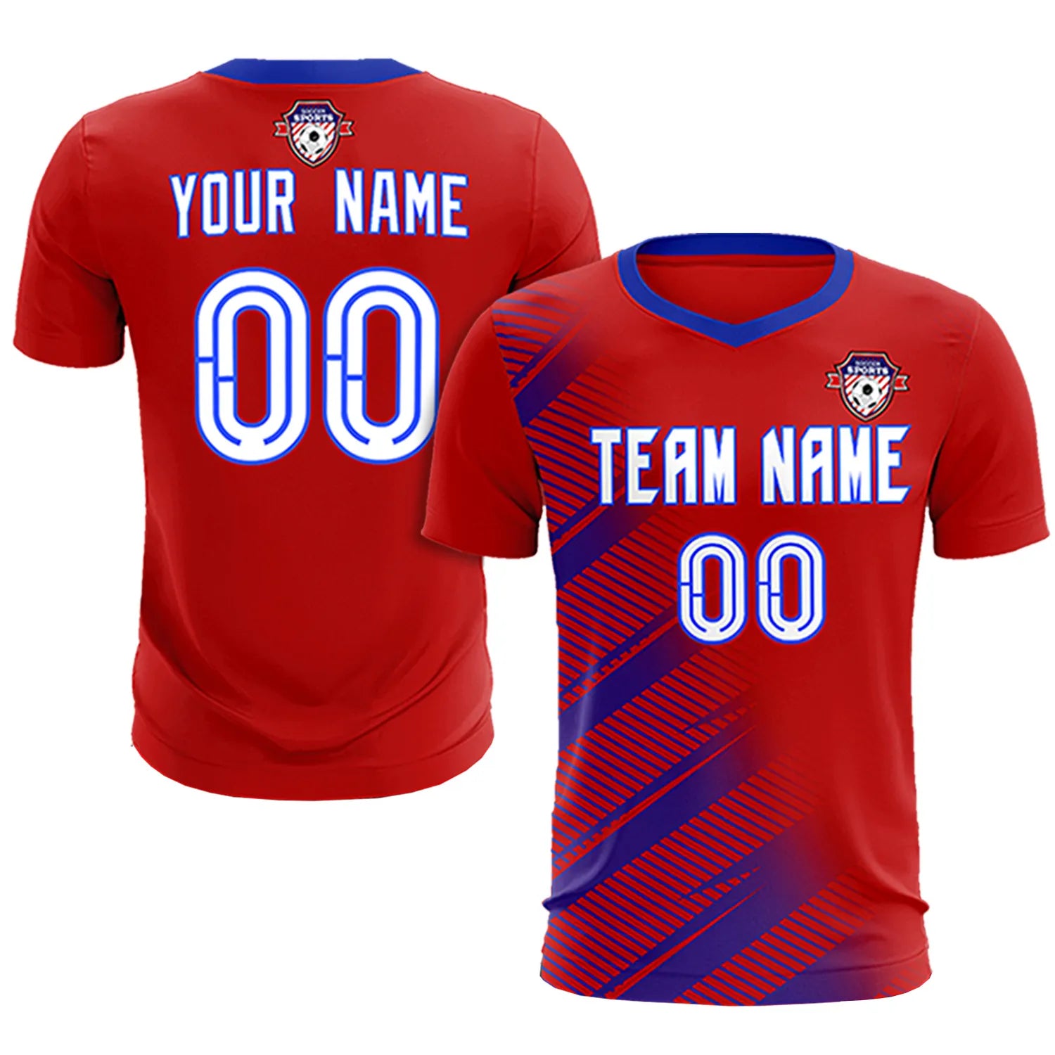 Custom Red Royal Blue Casual Printing Sportswear Soccer Sets Jersey