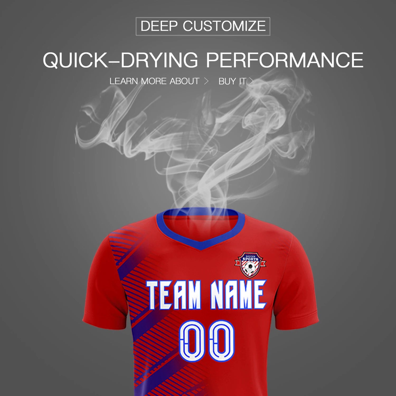 Custom Red Royal Blue Casual Printing Sportswear Soccer Sets Jersey