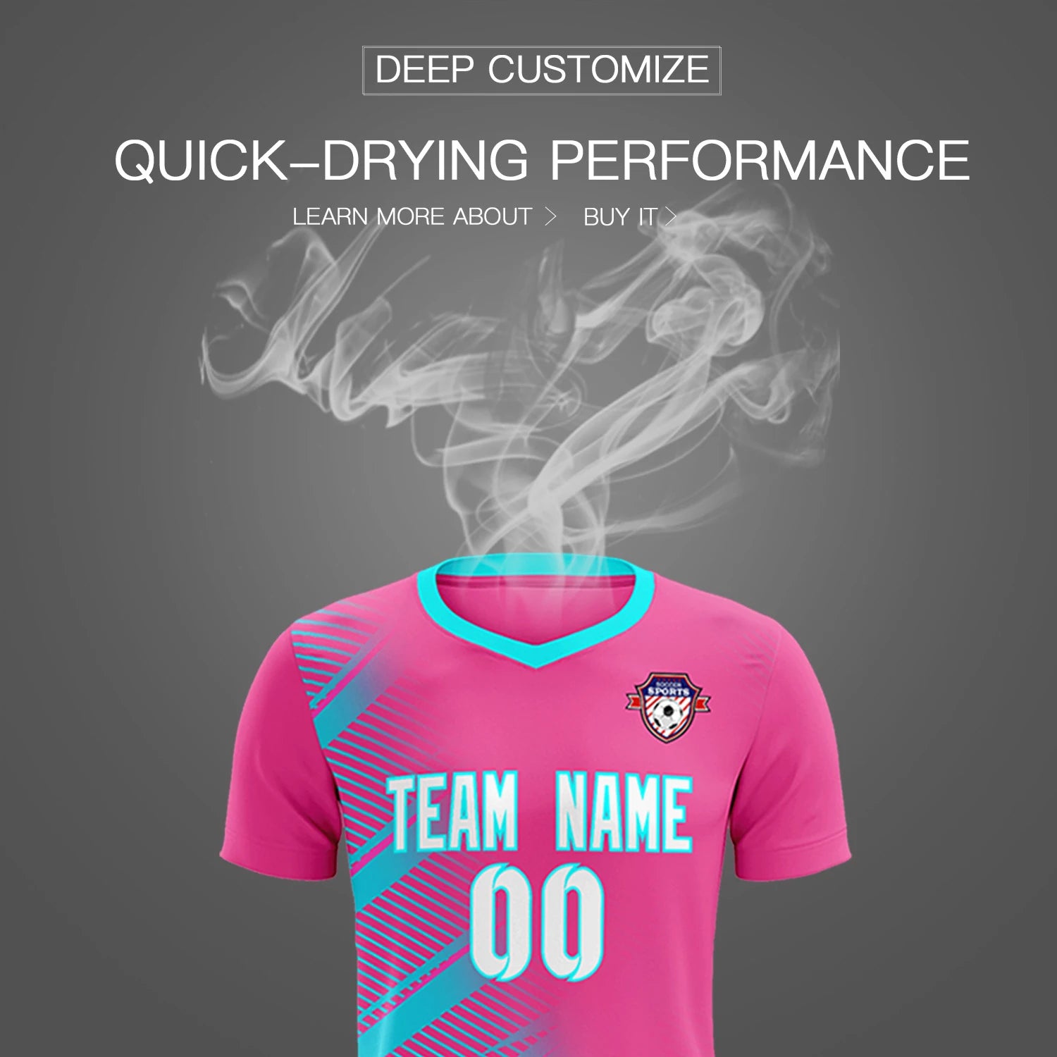 Custom Pink Sky Blue Casual Printing Sportswear Soccer Sets Jersey