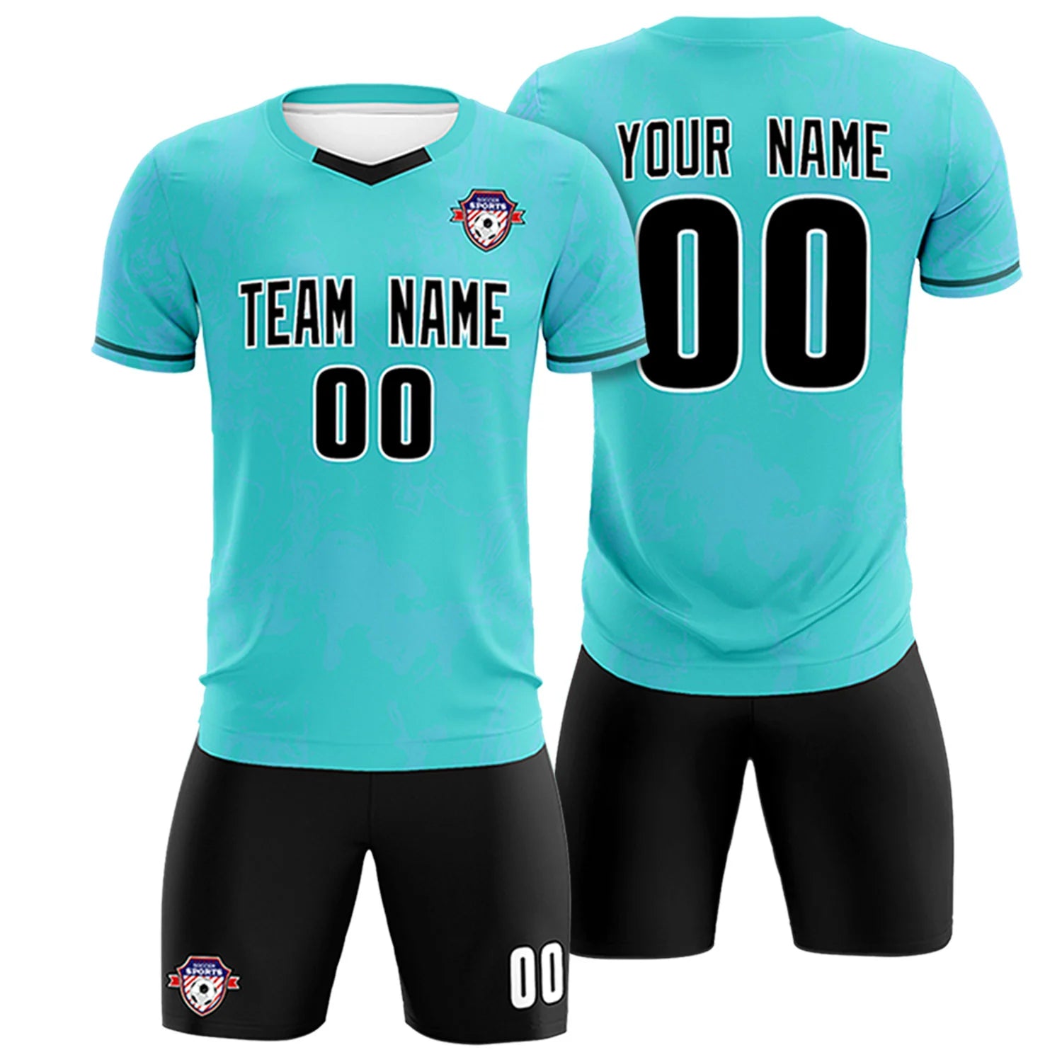 Custom Sky Blue Light Blue Orange Training Uniform Soccer Sets Jersey