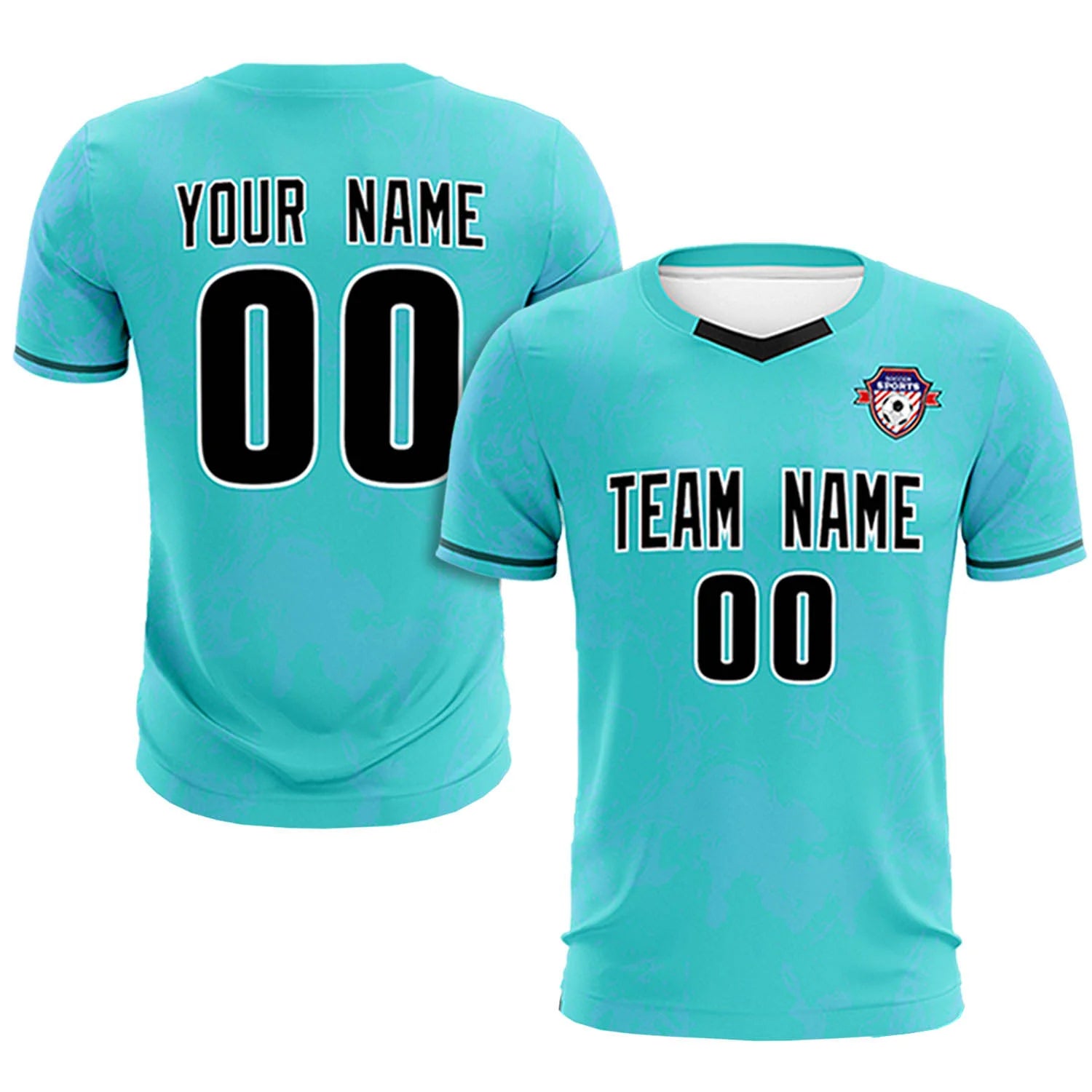 Custom Sky Blue Light Blue Orange Training Uniform Soccer Sets Jersey