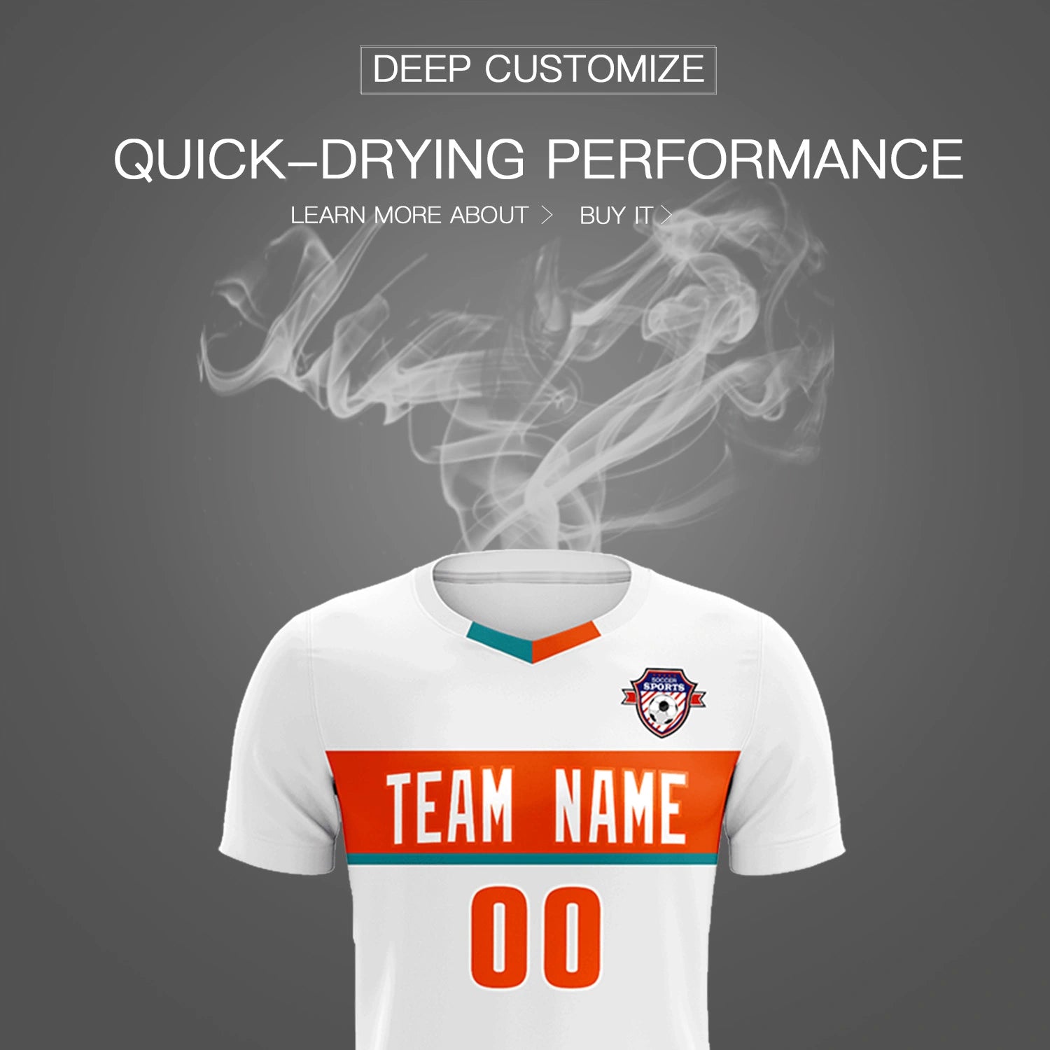 Custom White Orange Casual Printing Sportswear Soccer Sets Jersey