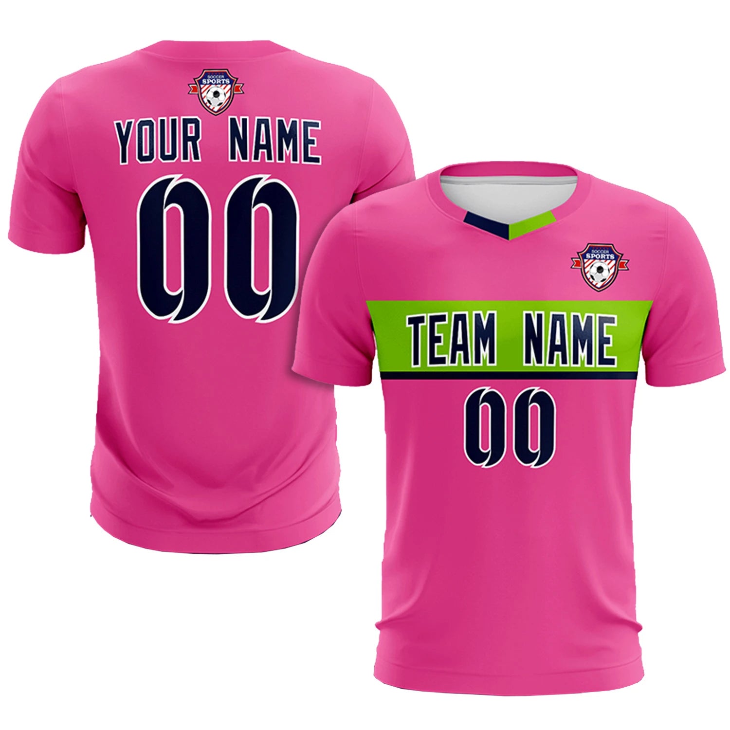 Custom Pink Navy Casual Printing Sportswear Soccer Sets Jersey