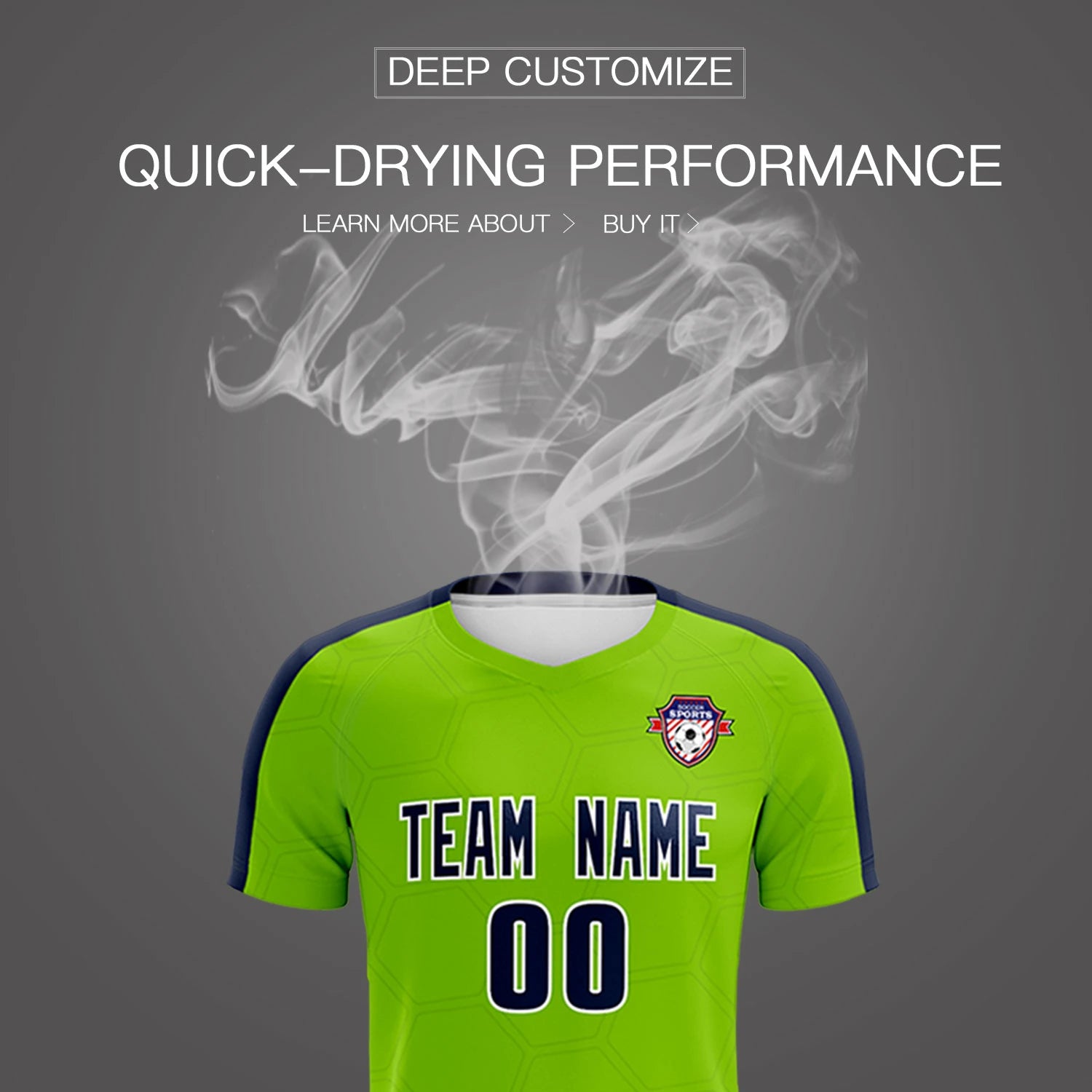Custom Neon Green Navy Outdoor Sport Soccer Sets Jersey