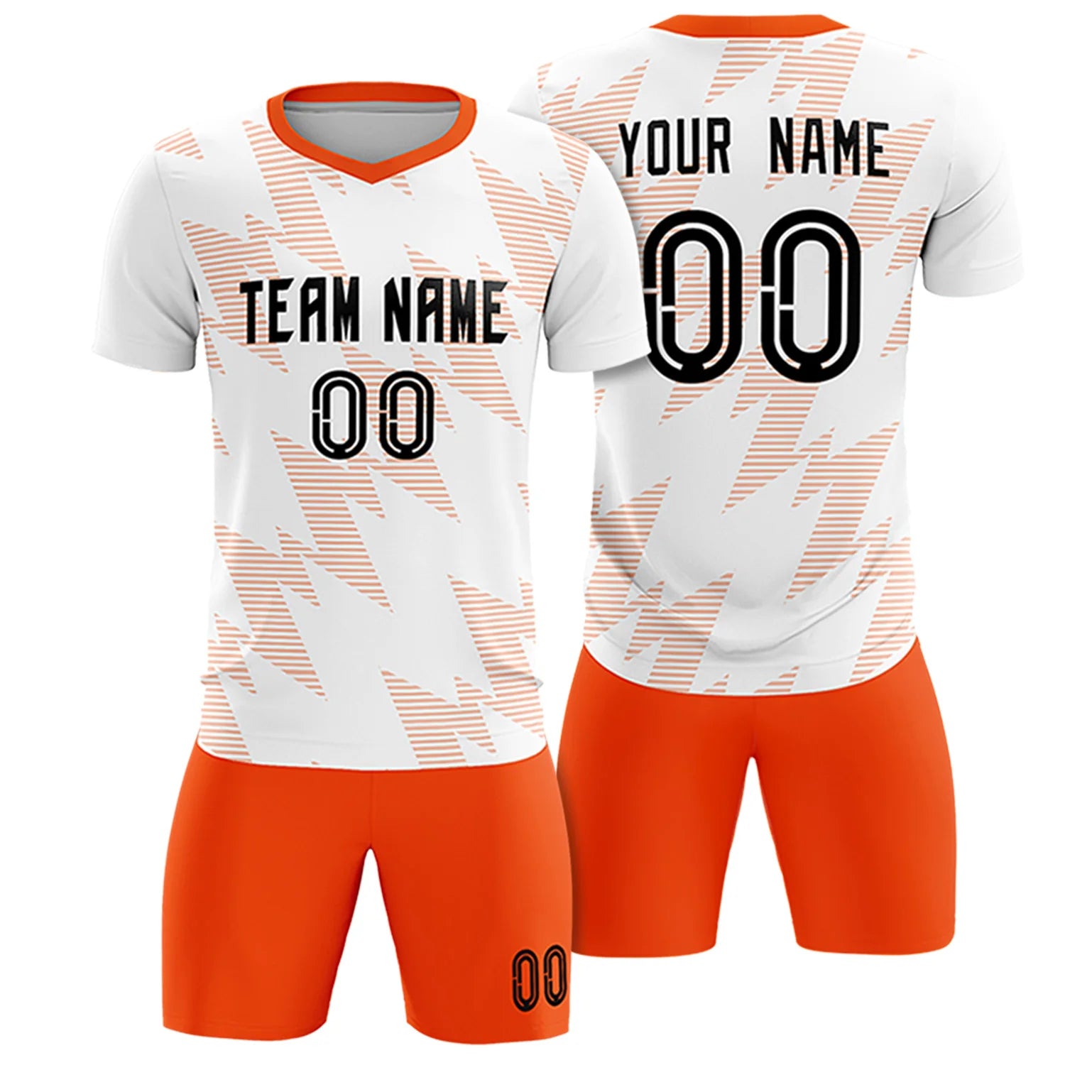 Custom White Orange Quick Dry Training Uniform Soccer Sets Jersey
