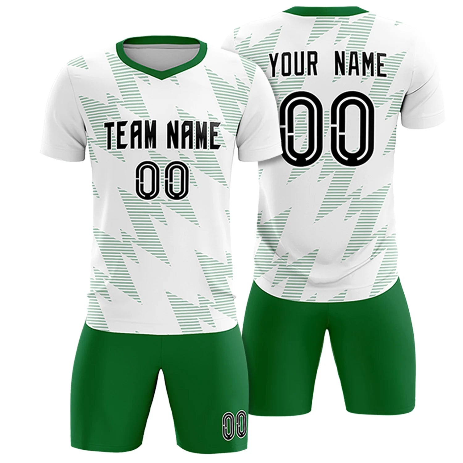 Custom White Kelly Green Quick Dry Training Uniform Soccer Sets Jersey