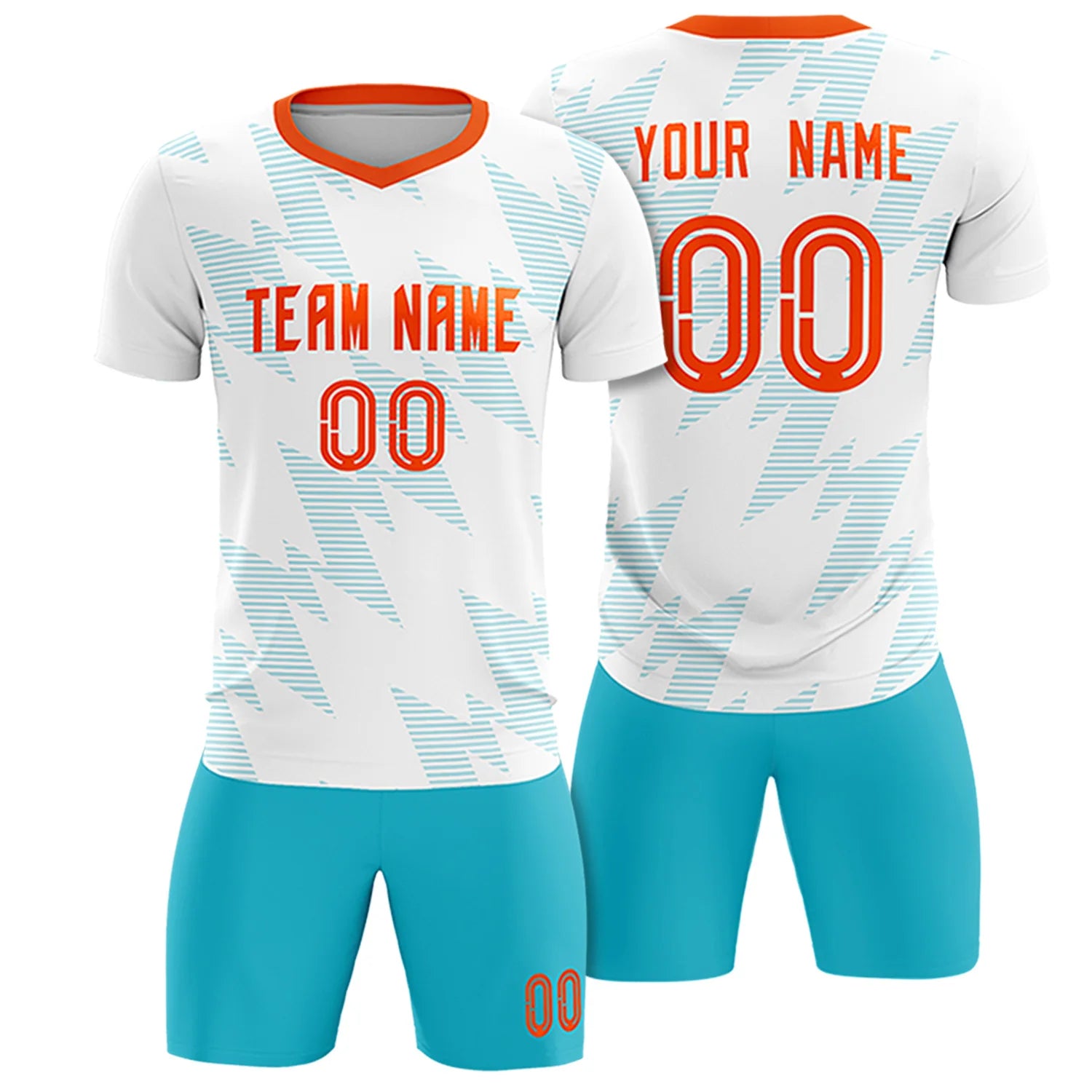 Custom White Aqua Quick Dry Training Uniform Soccer Sets Jersey