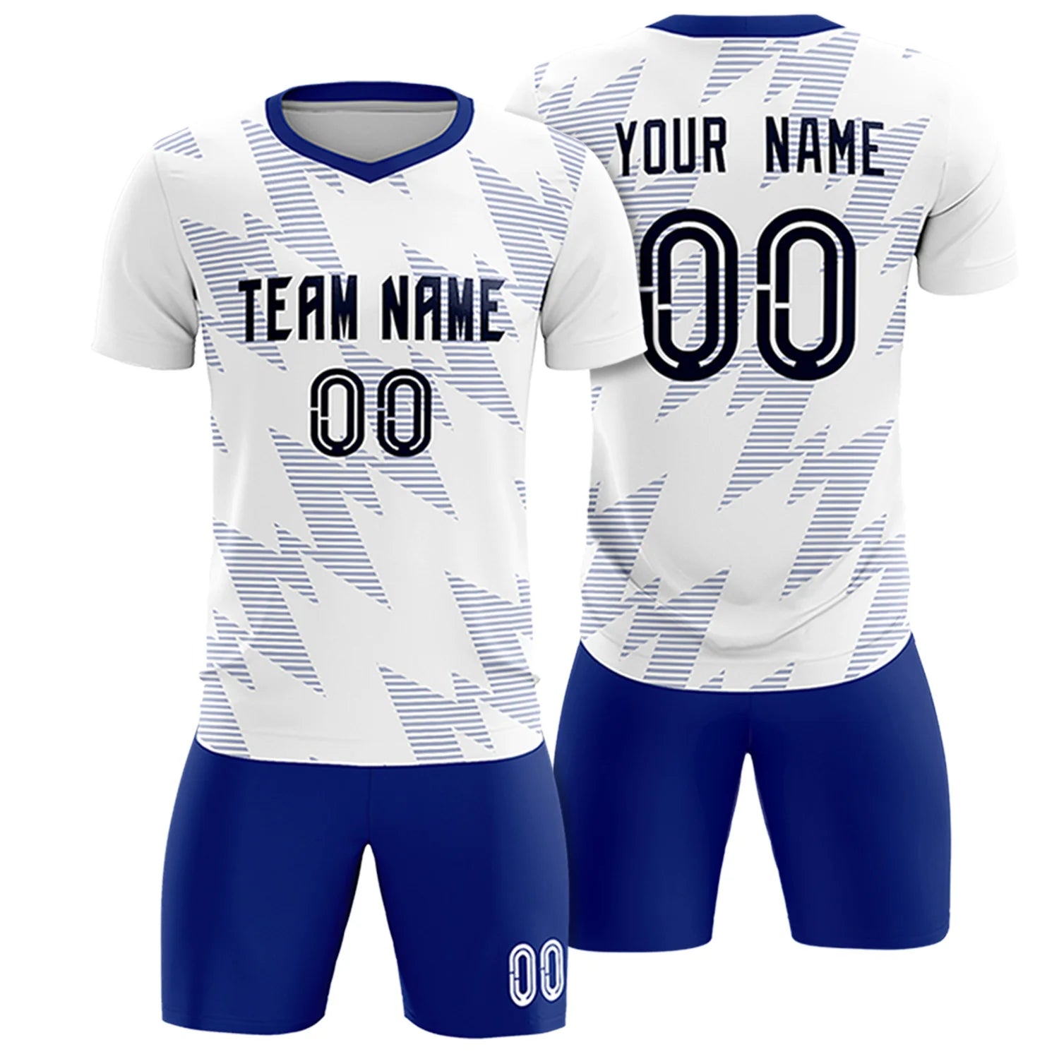 Custom White Royal Blue Quick Dry Training Uniform Soccer Sets Jersey