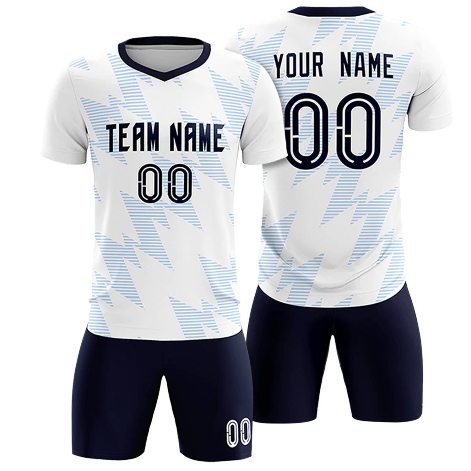 Custom White Light Blue Quick Dry Training Uniform Soccer Sets Jersey