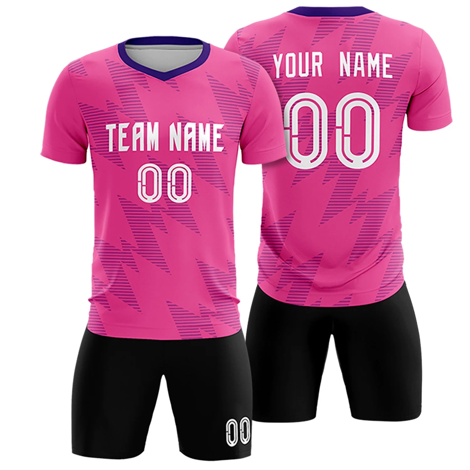 Custom Pink Purple Quick Dry Training Uniform Soccer Sets Jersey
