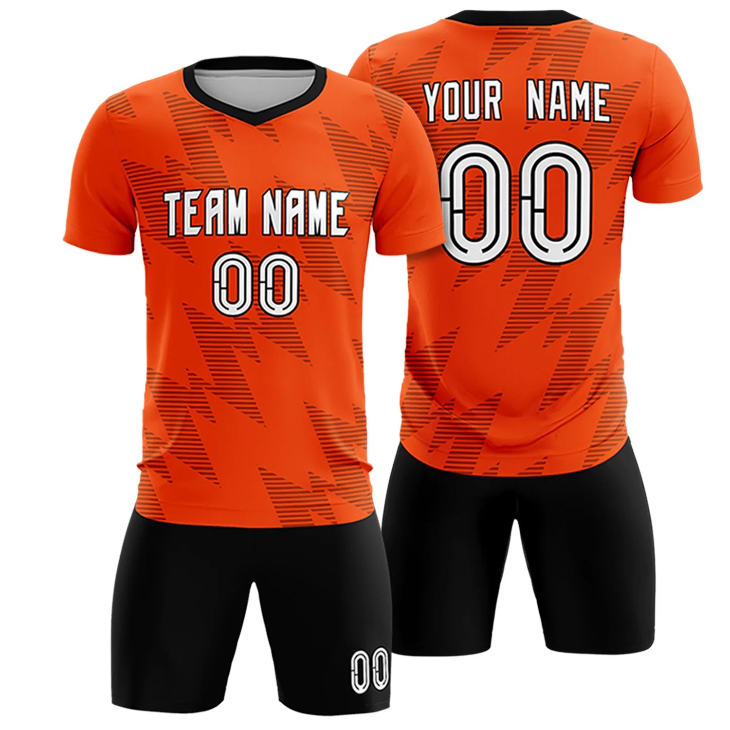 Custom Orange Black Quick Dry Training Uniform Soccer Sets Jersey