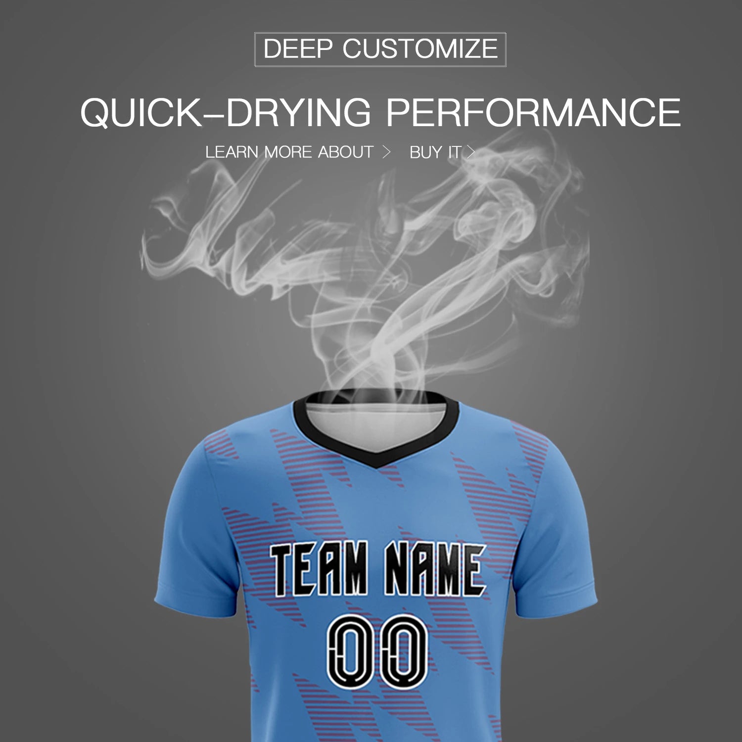 Custom Powder Blue Red Quick Dry Training Uniform Soccer Sets Jersey