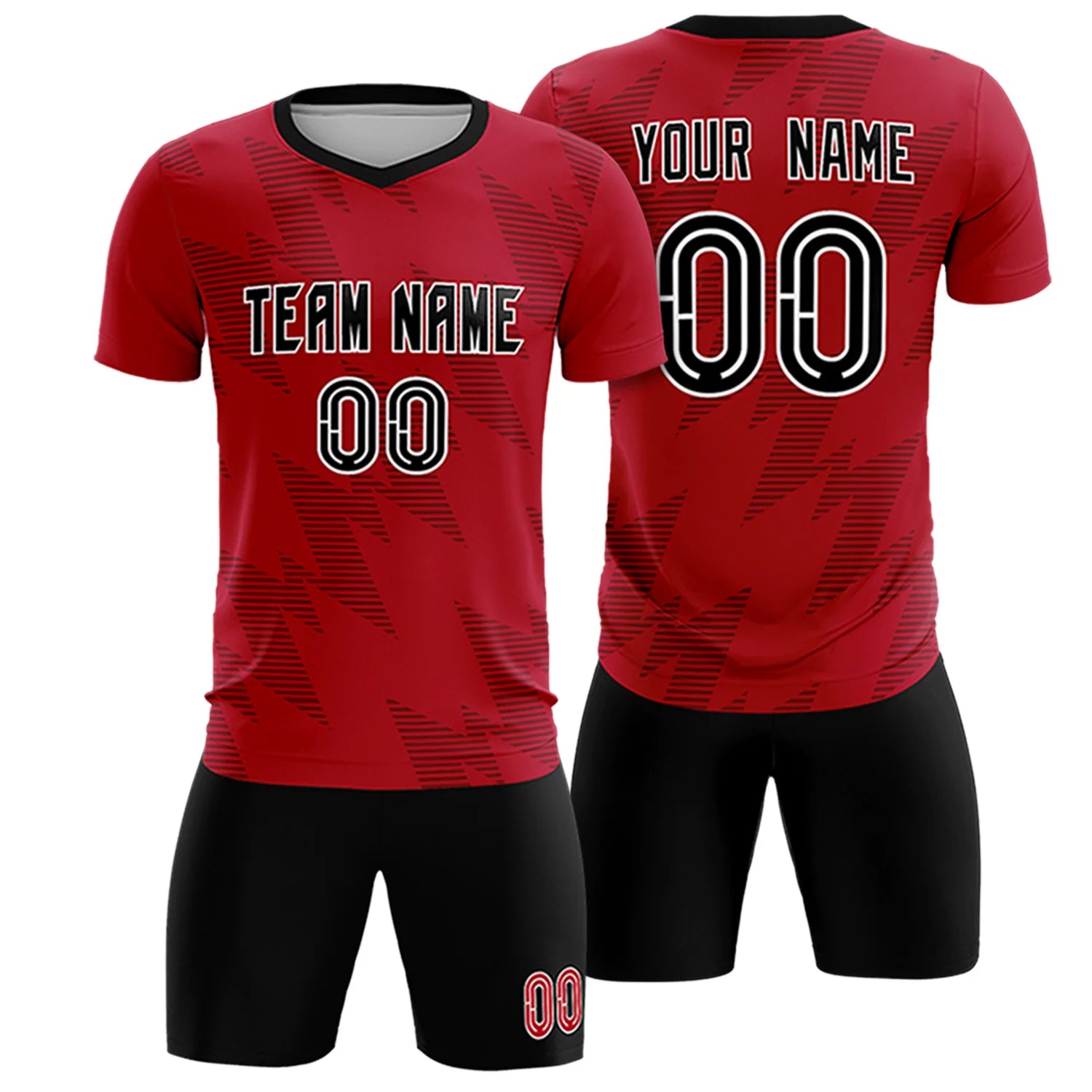 Custom Red Black Quick Dry Training Uniform Soccer Sets Jersey