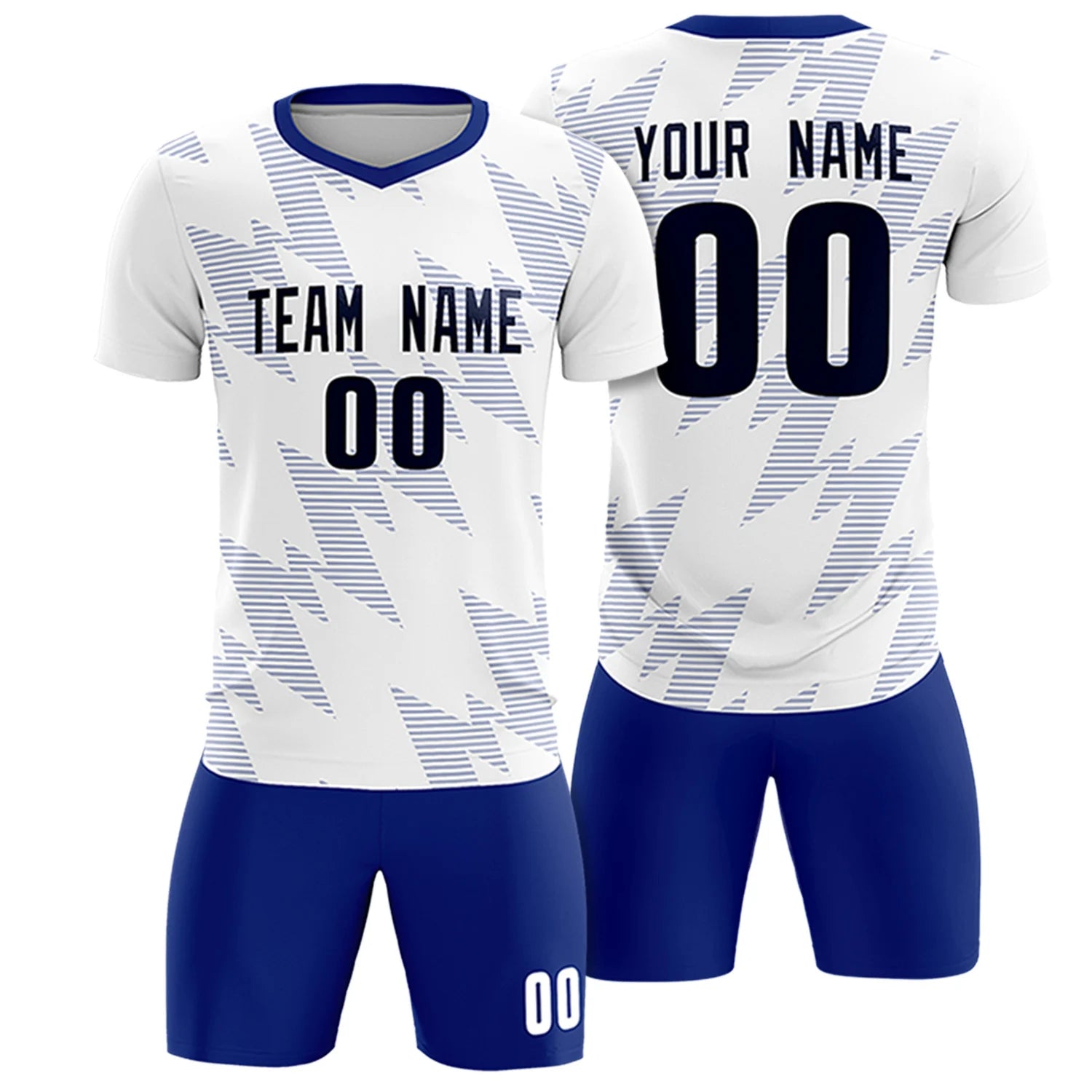 Custom White Royal Blue Quick Dry Training Uniform Soccer Sets Jersey