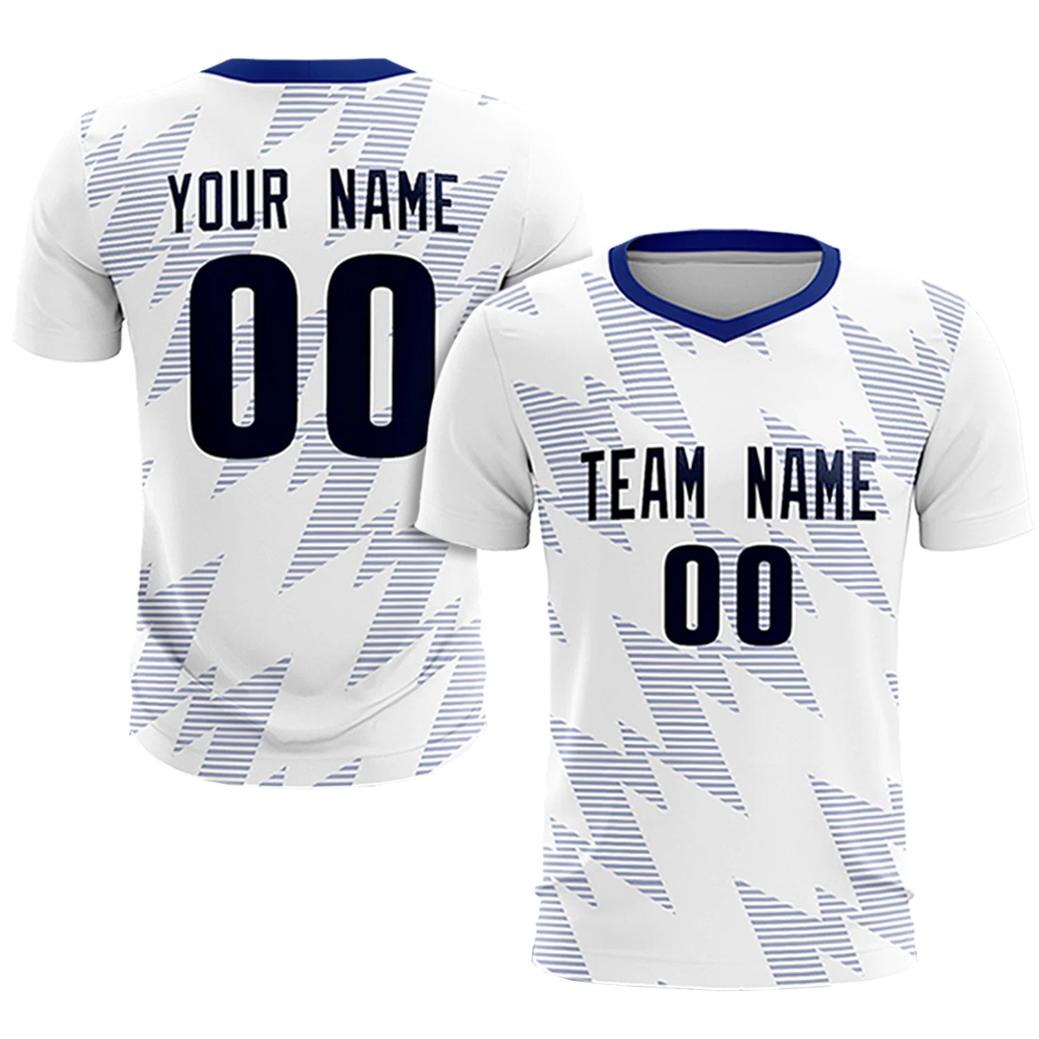 Custom White Royal Blue Quick Dry Training Uniform Soccer Sets Jersey