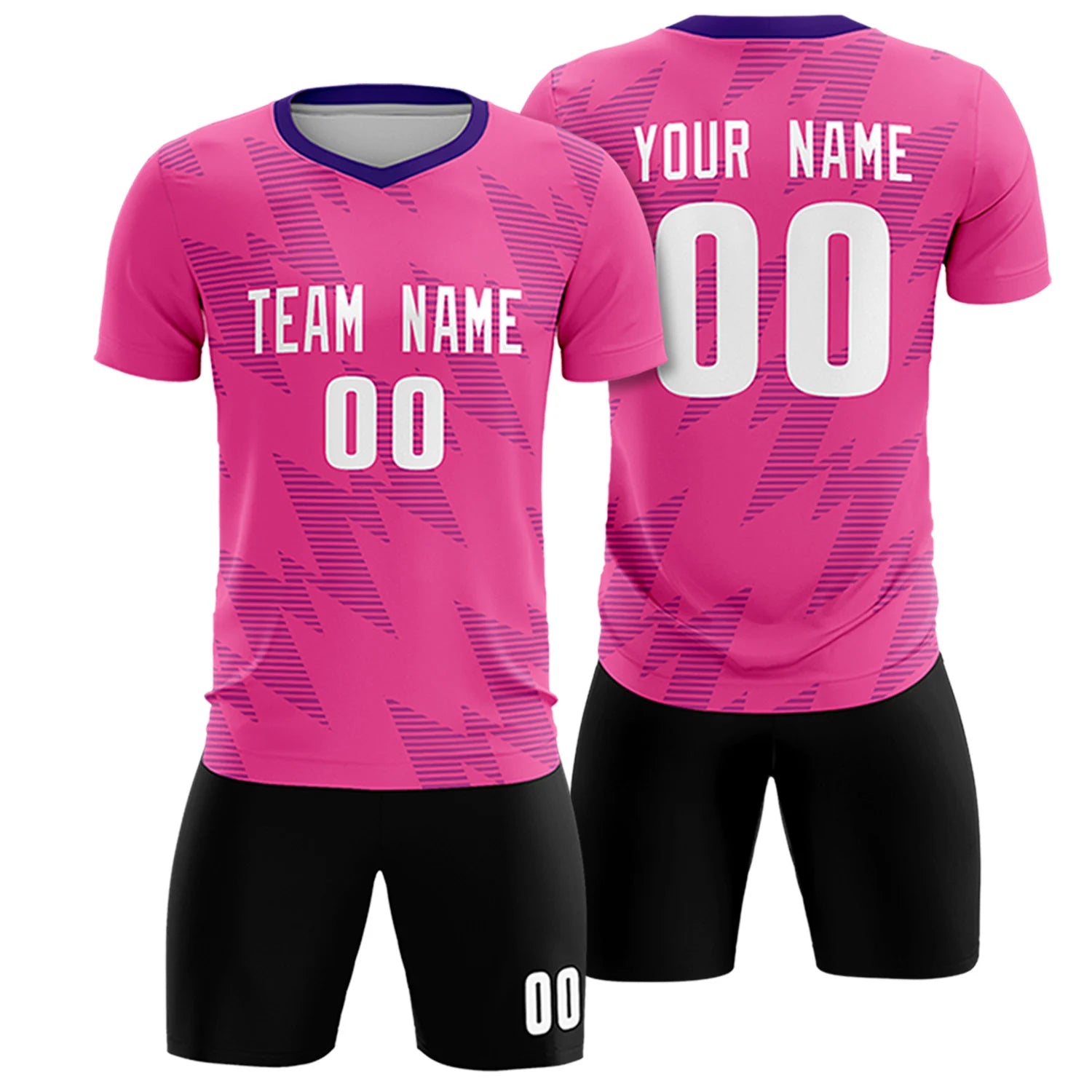 Custom Pink Purple Quick Dry Training Uniform Soccer Sets Jersey