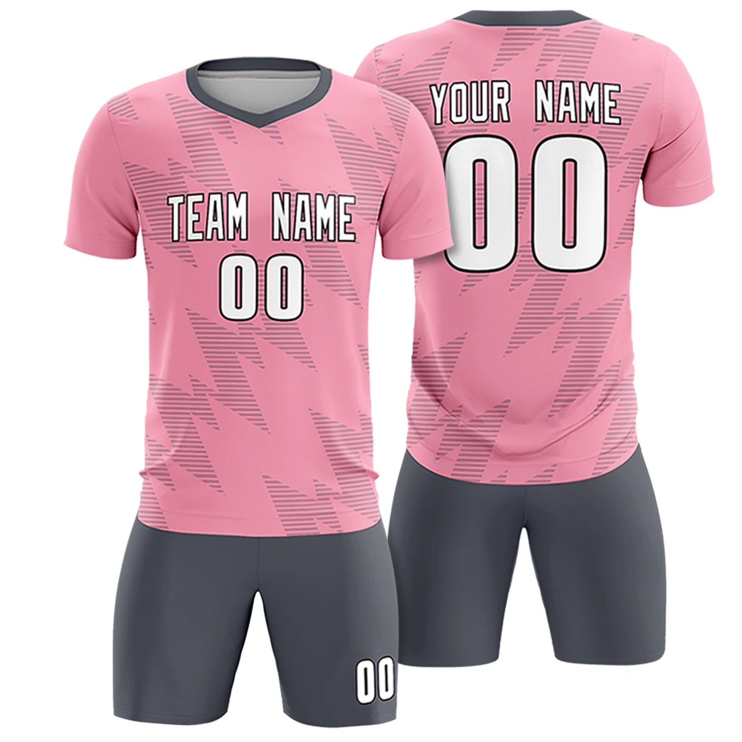 Custom Light Pink Gray Quick Dry Training Uniform Soccer Sets Jersey