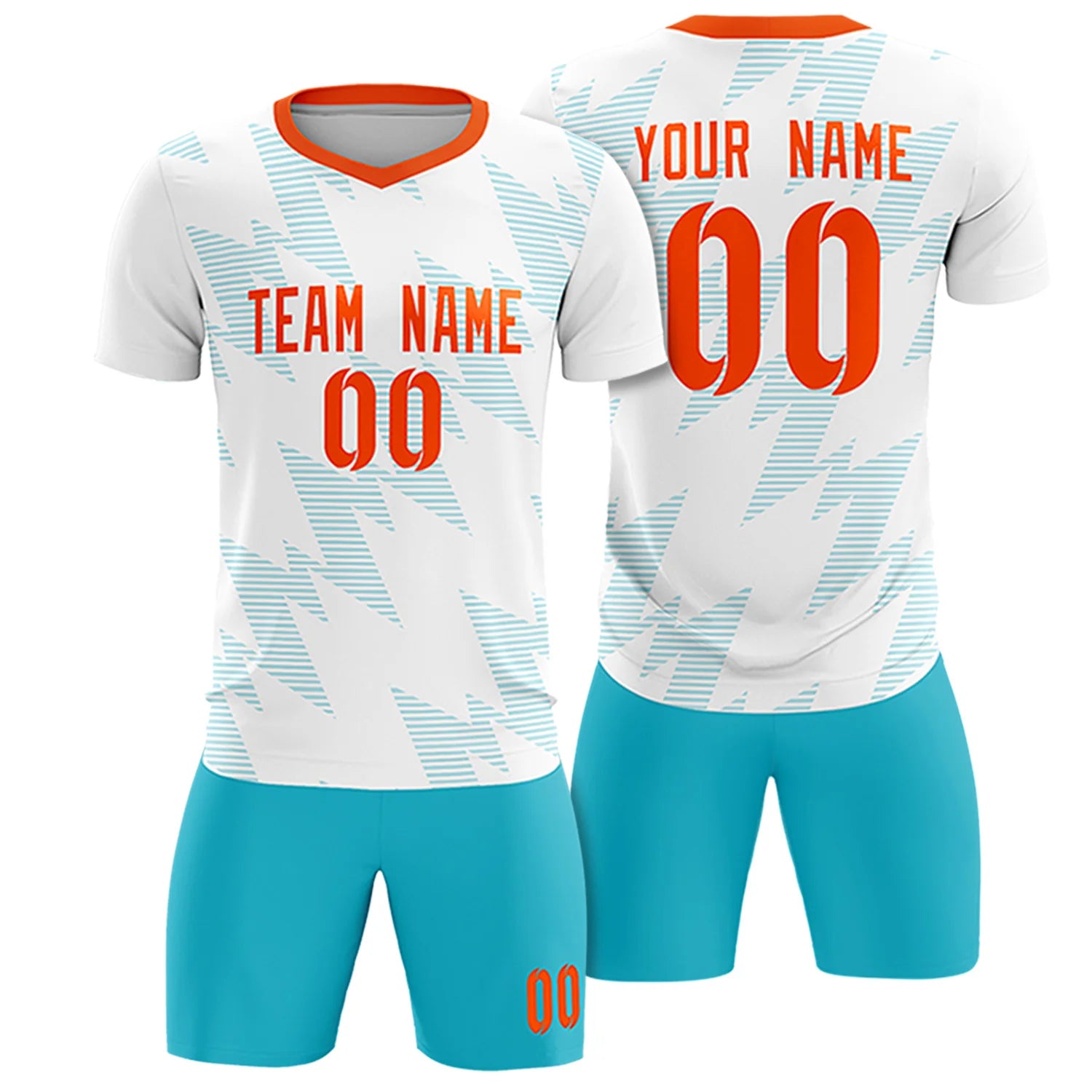 Custom White Aqua Quick Dry Training Uniform Soccer Sets Jersey