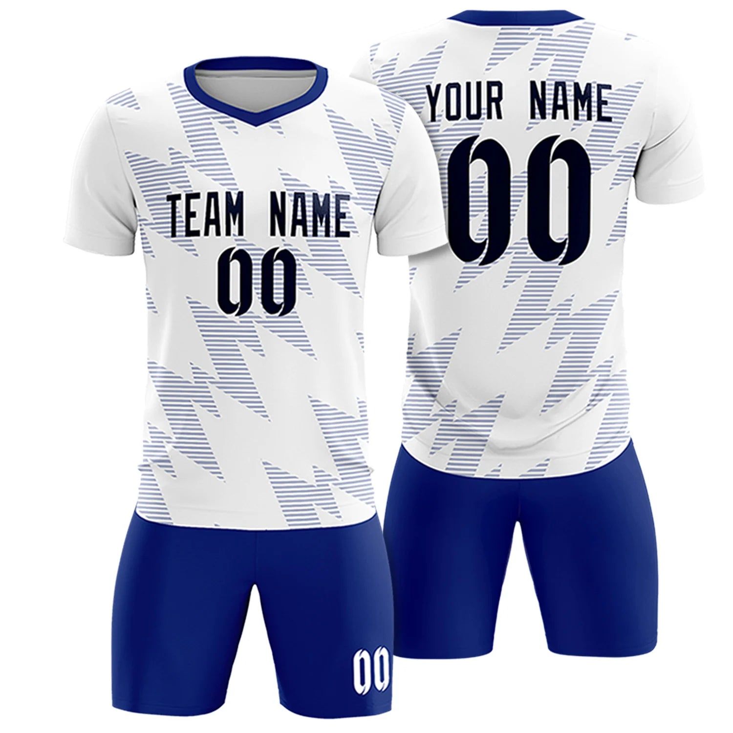 Custom White Royal Blue Quick Dry Training Uniform Soccer Sets Jersey