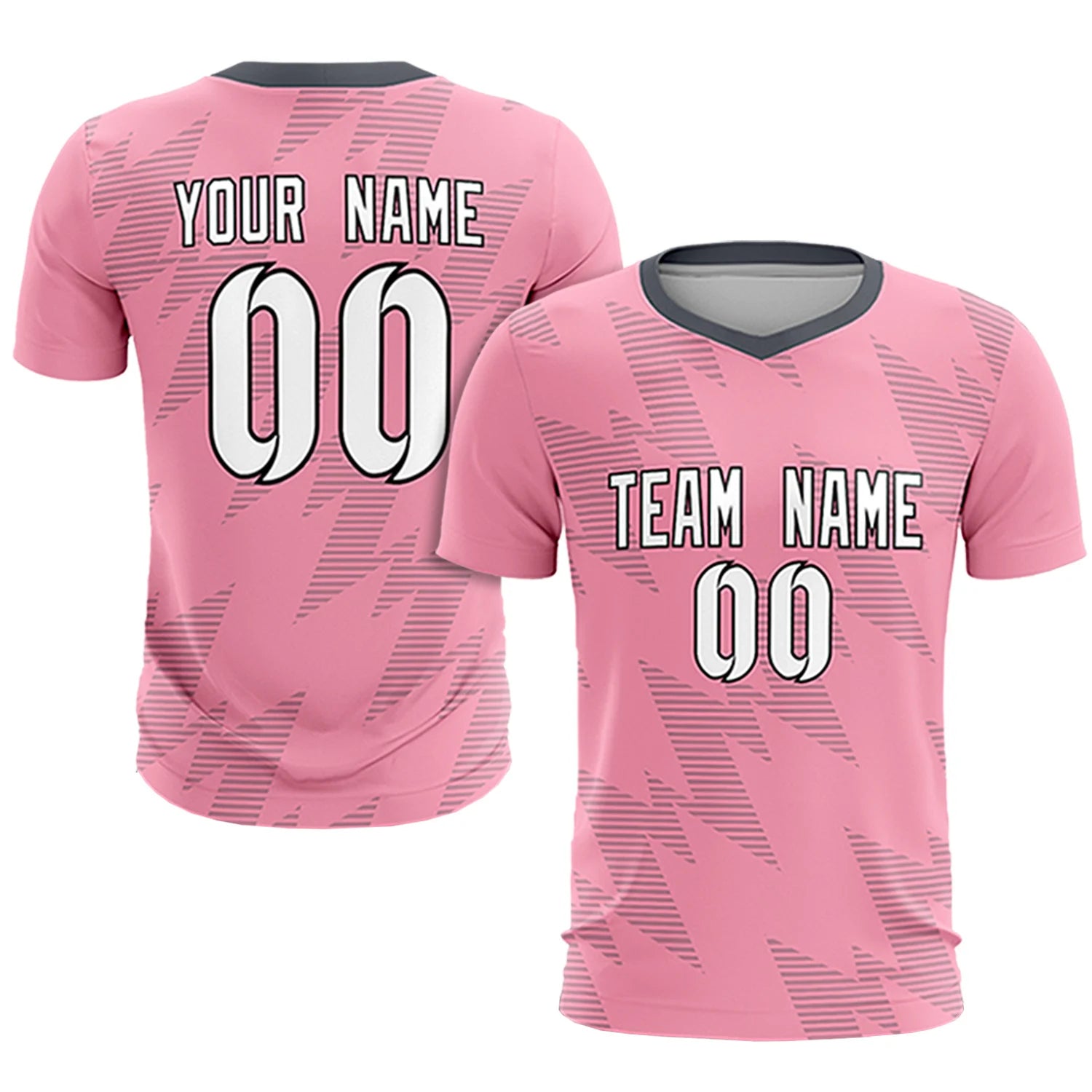 Custom Light Pink Gray Quick Dry Training Uniform Soccer Sets Jersey