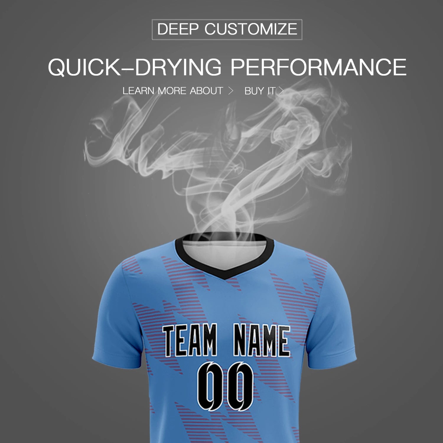 Custom Powder Blue Red Quick Dry Training Uniform Soccer Sets Jersey