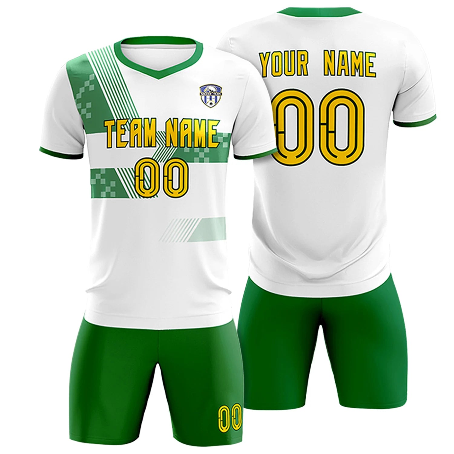 Custom White Kelly Green Training Uniform For Men Soccer Sets Jersey