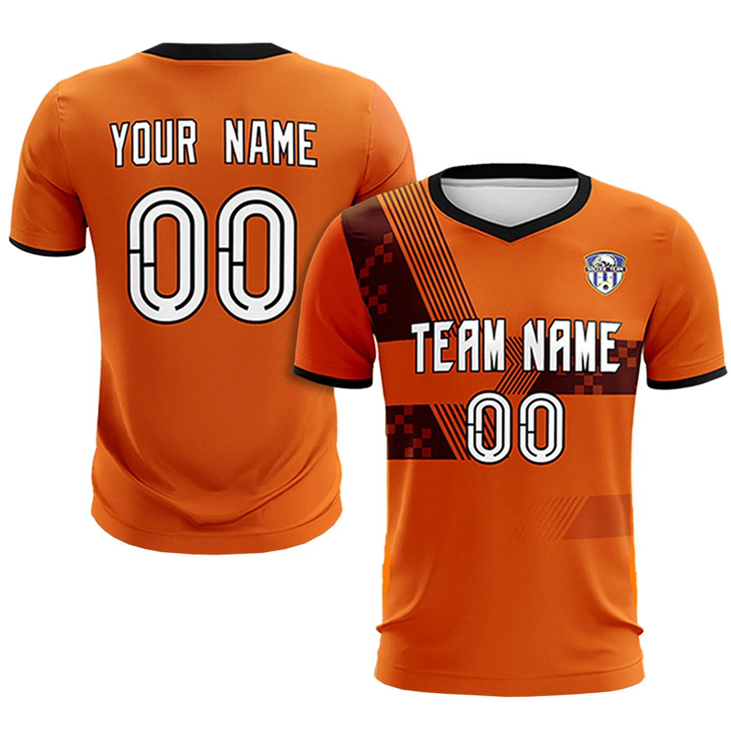 Custom Orange Black Training Uniform For Men Soccer Sets Jersey