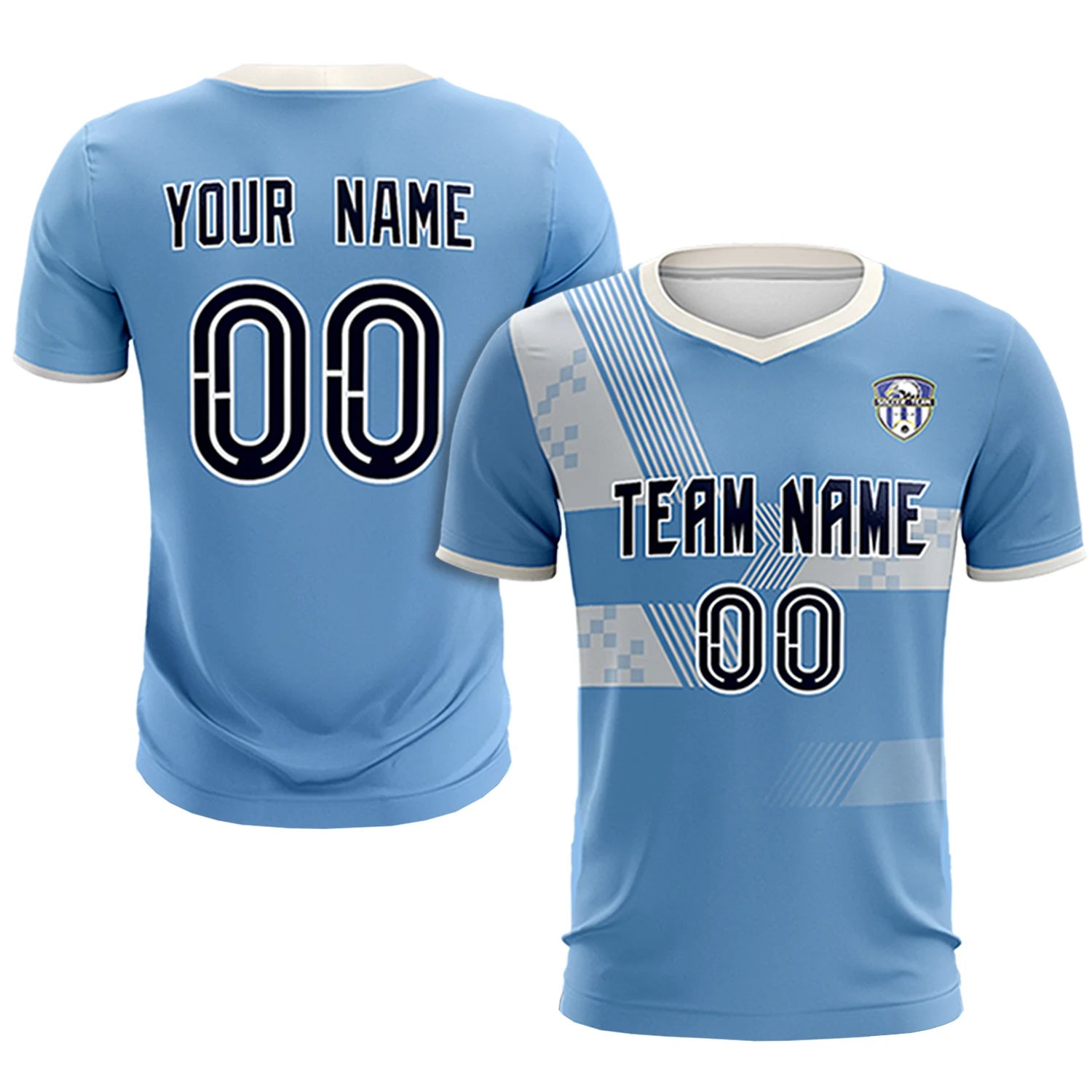 Custom Light Blue Cream Training Uniform For Men Soccer Sets Jersey