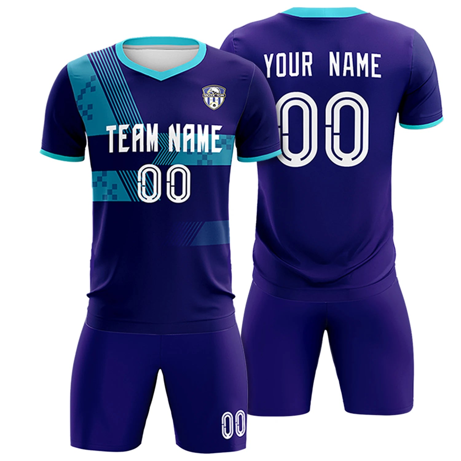 Custom Purple Aqua Training Uniform For Men Soccer Sets Jersey