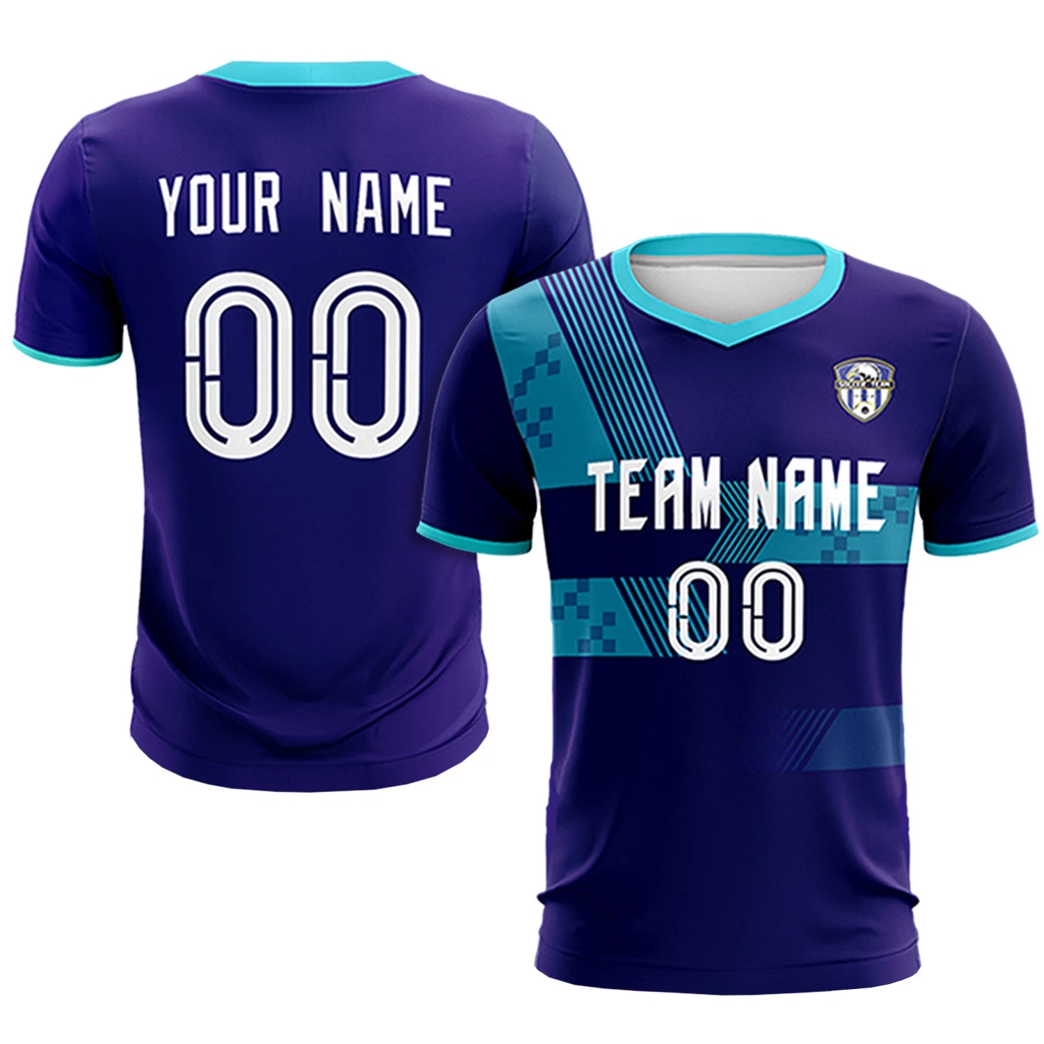 Custom Purple Aqua Training Uniform For Men Soccer Sets Jersey