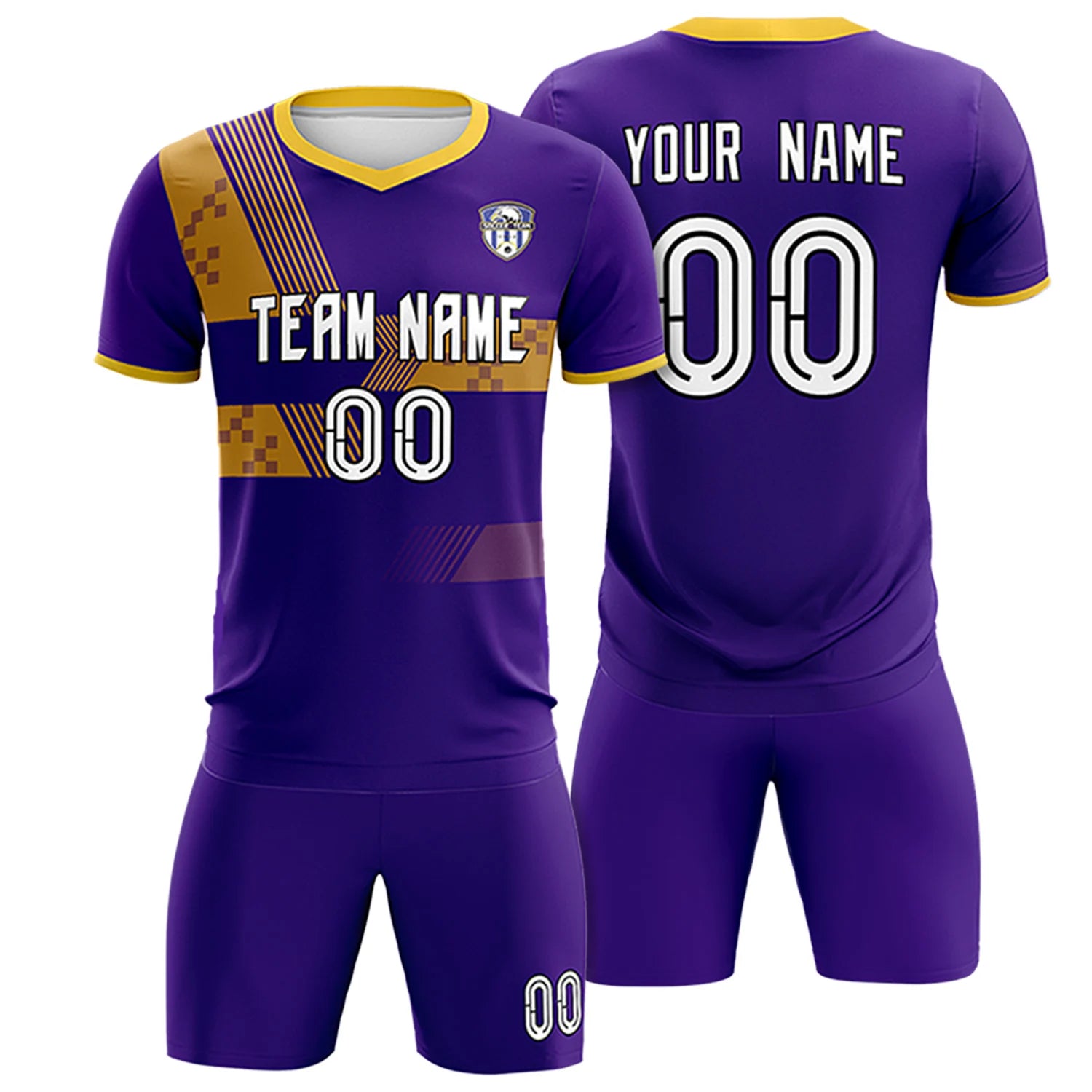 Custom Purple Gold01 Training Uniform For Men Soccer Sets Jersey