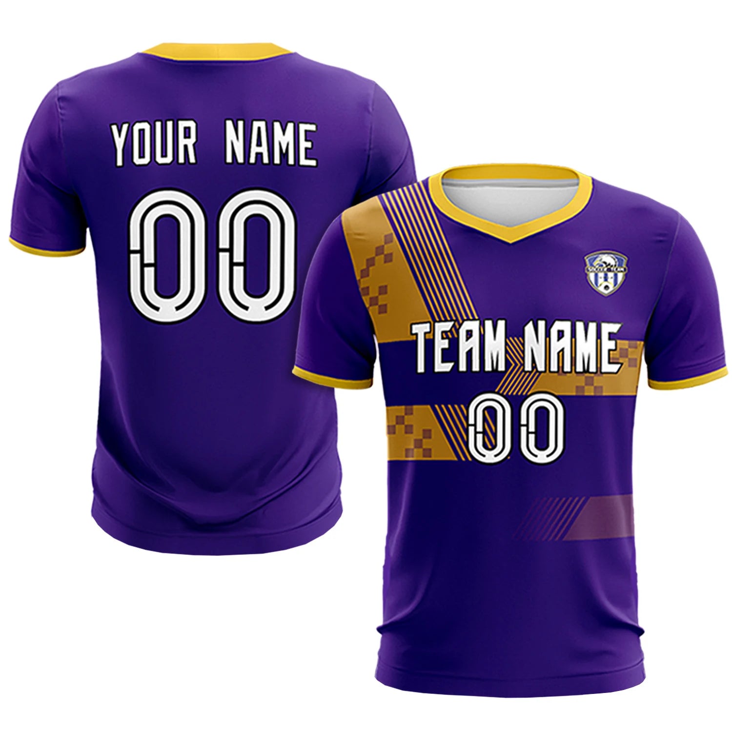 Custom Purple Gold01 Training Uniform For Men Soccer Sets Jersey
