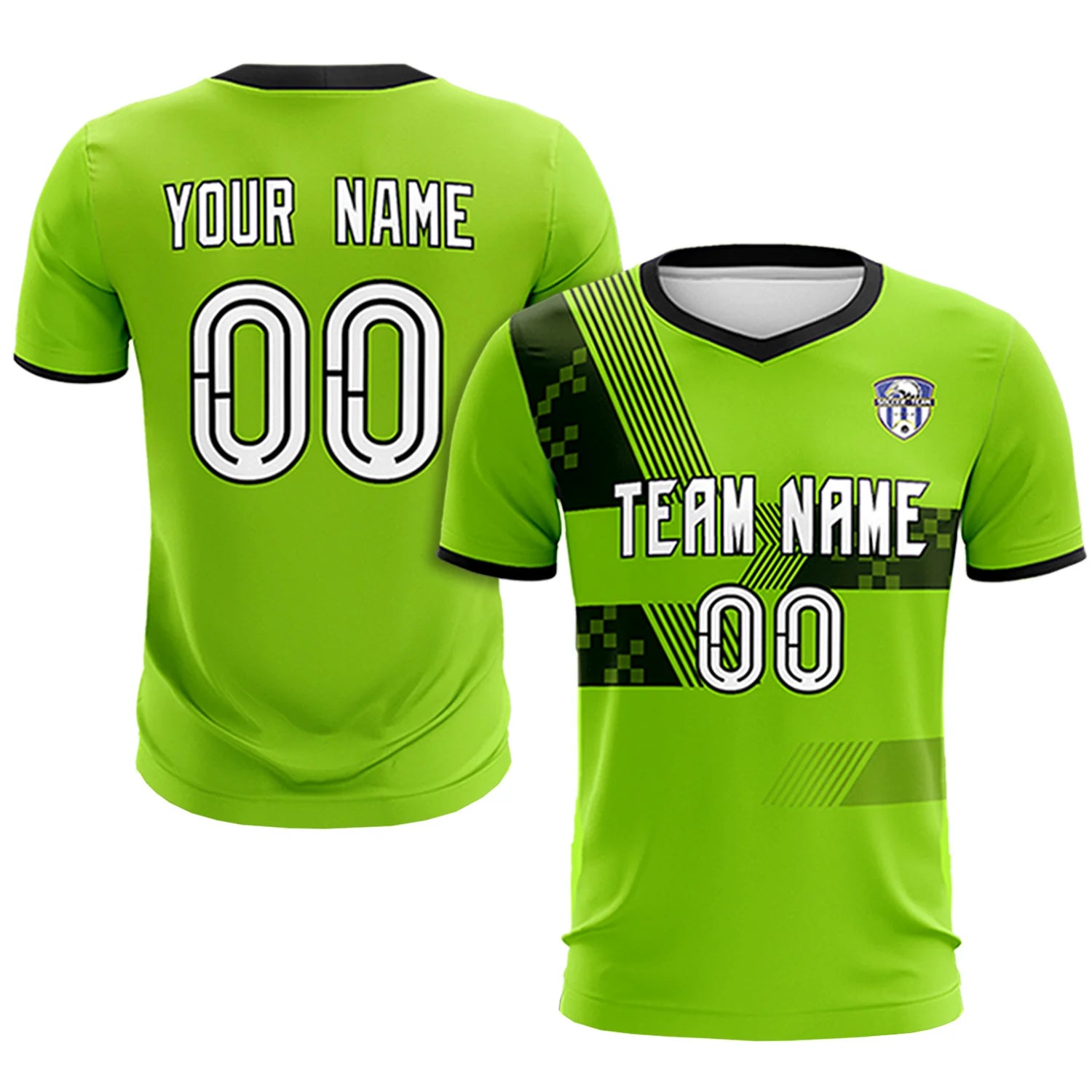 Custom Neon Green Black Training Uniform For Men Soccer Sets Jersey