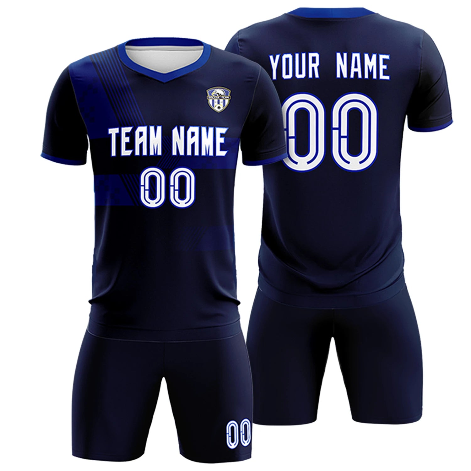 Custom Navy Royal Blue Training Uniform For Men Soccer Sets Jersey