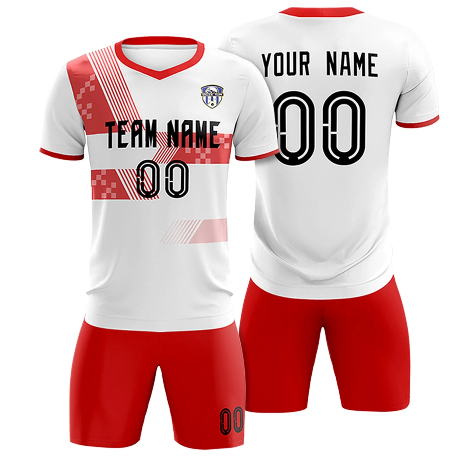 Custom White Red Training Uniform For Men Soccer Sets Jersey