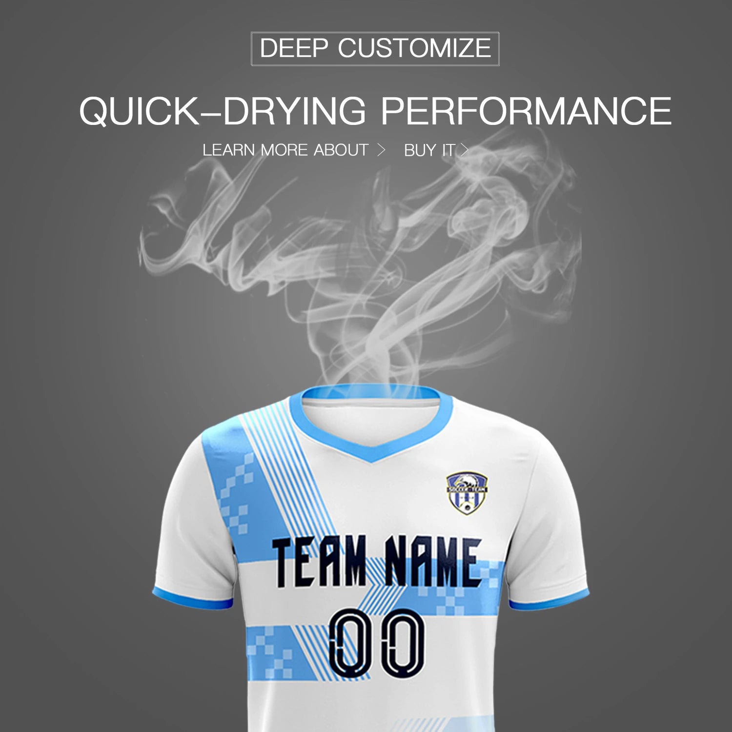 Custom White Powder Blue Training Uniform For Men Soccer Sets Jersey