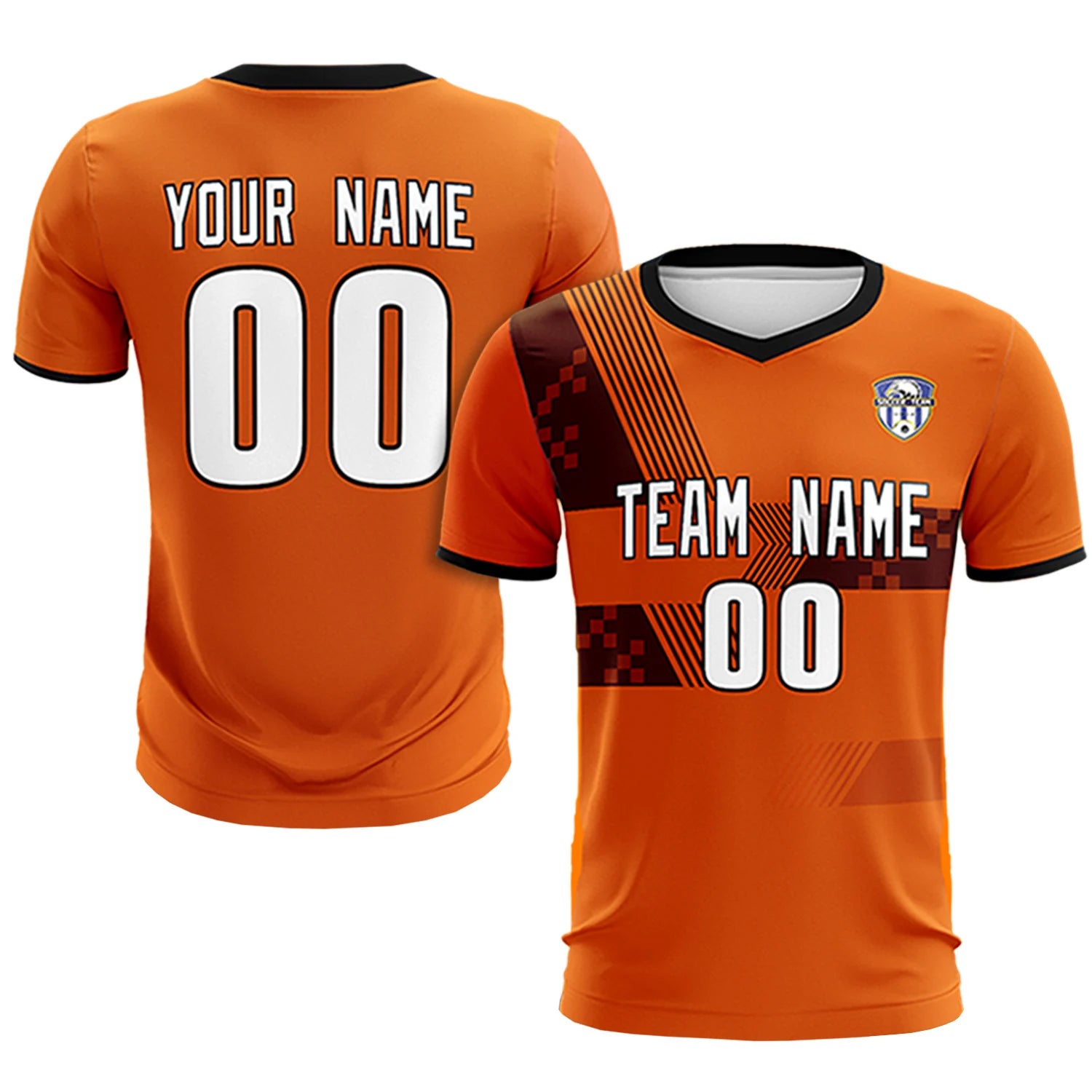 Custom Orange Black Training Uniform For Men Soccer Sets Jersey