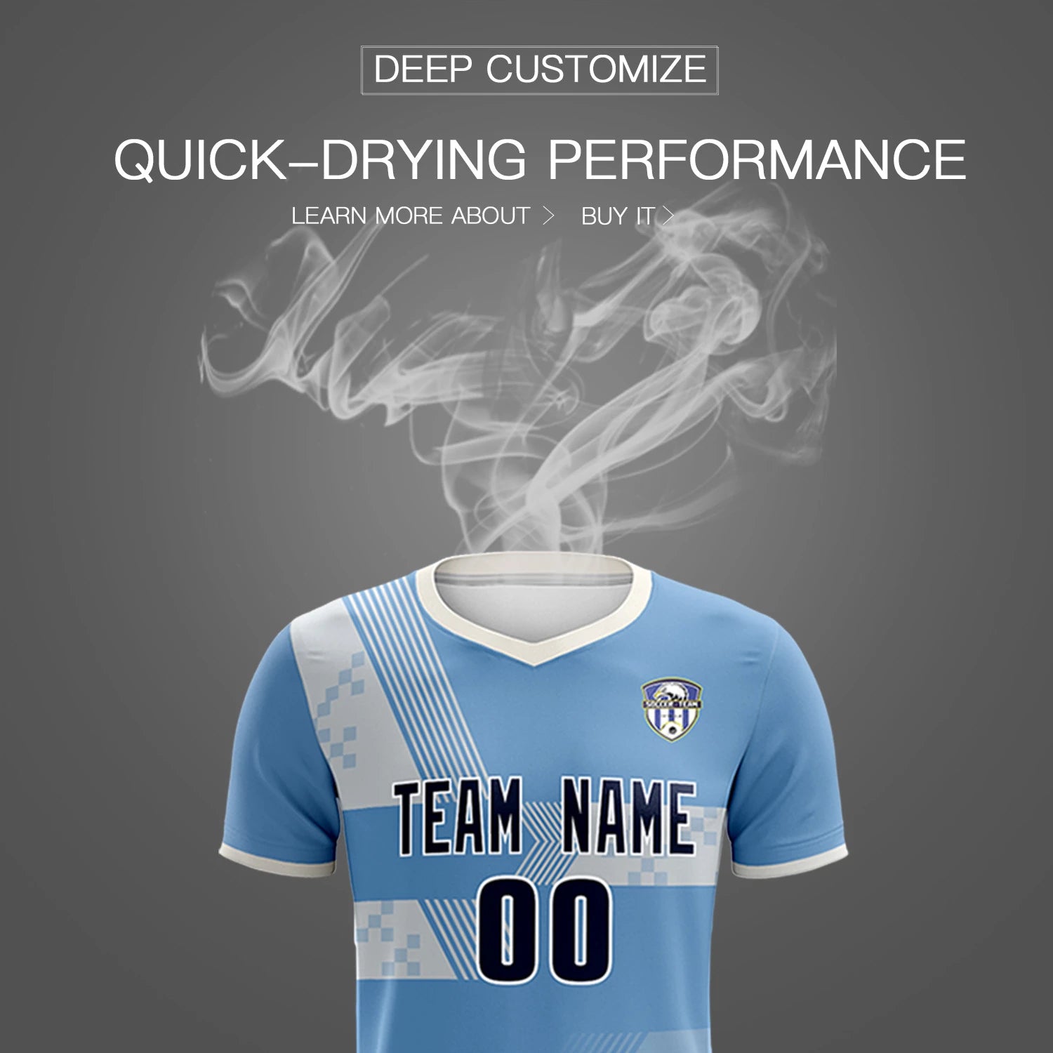 Custom Light Blue Cream Training Uniform For Men Soccer Sets Jersey