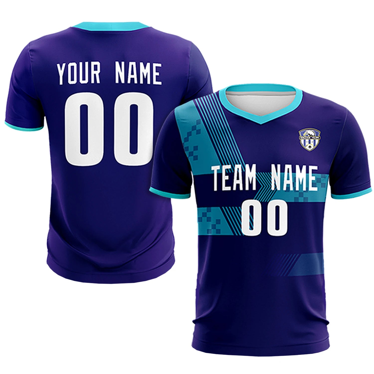 Custom Purple Aqua Training Uniform For Men Soccer Sets Jersey