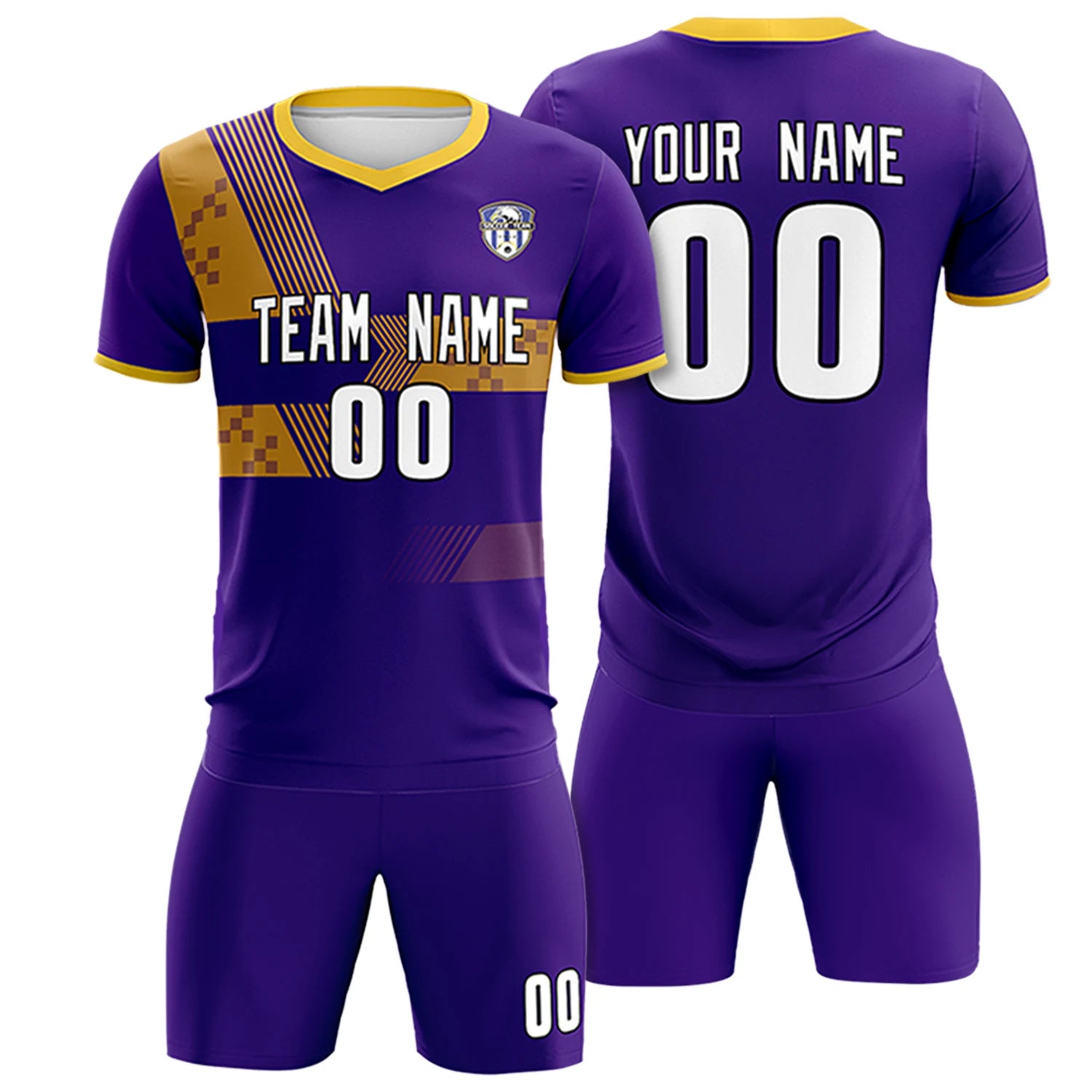 Custom Purple Gold01 Training Uniform For Men Soccer Sets Jersey