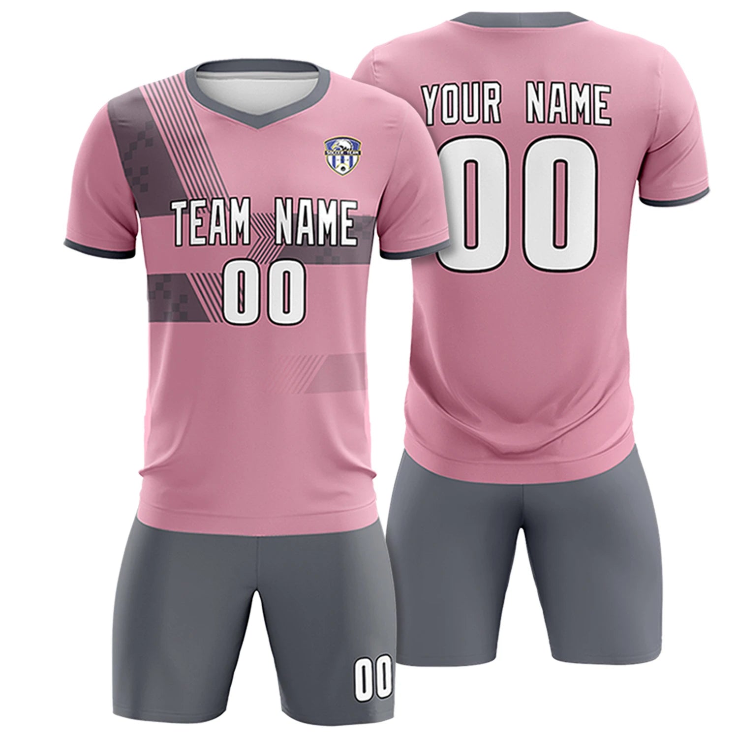 Custom Light Pink Gray Training Uniform For Men Soccer Sets Jersey