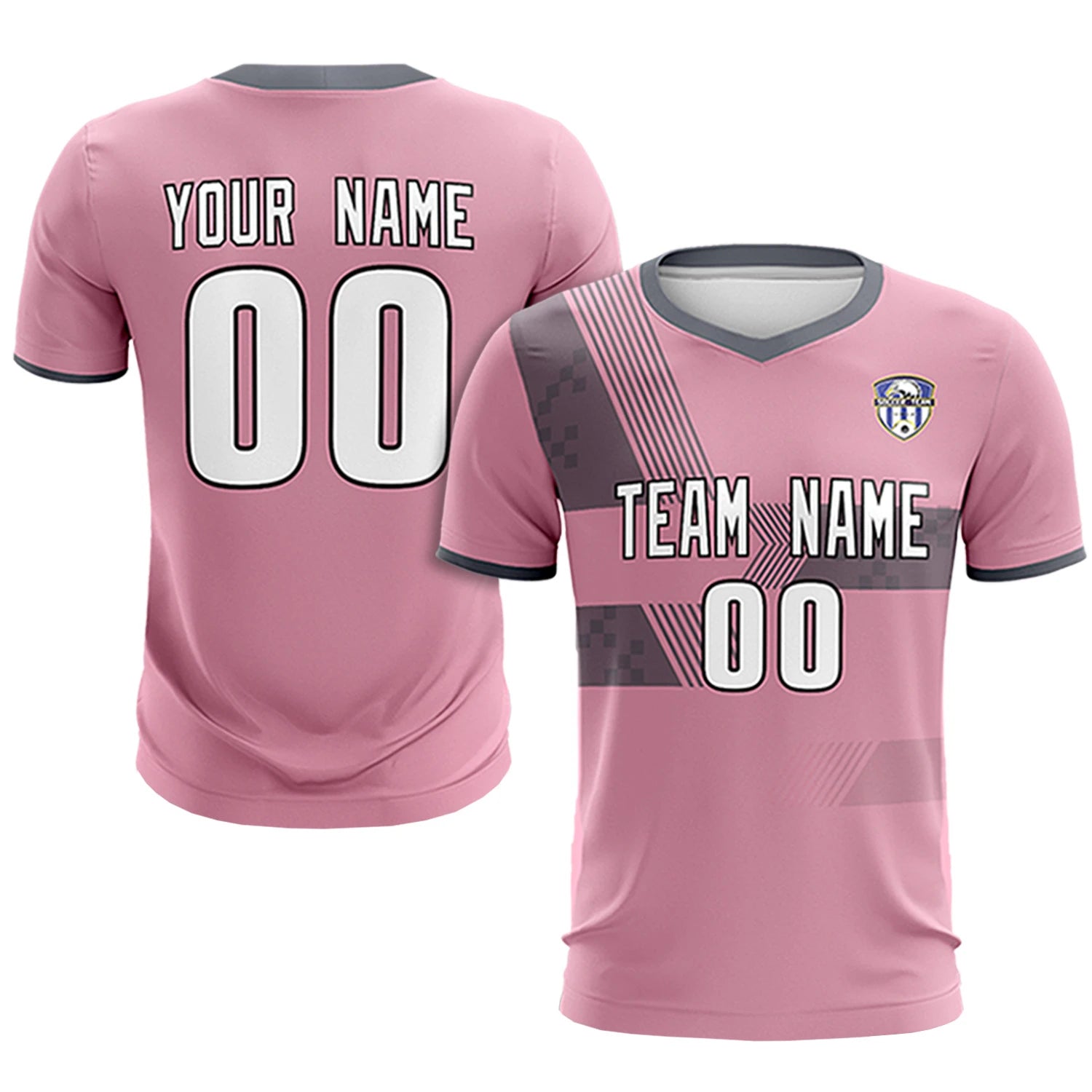 Custom Light Pink Gray Training Uniform For Men Soccer Sets Jersey