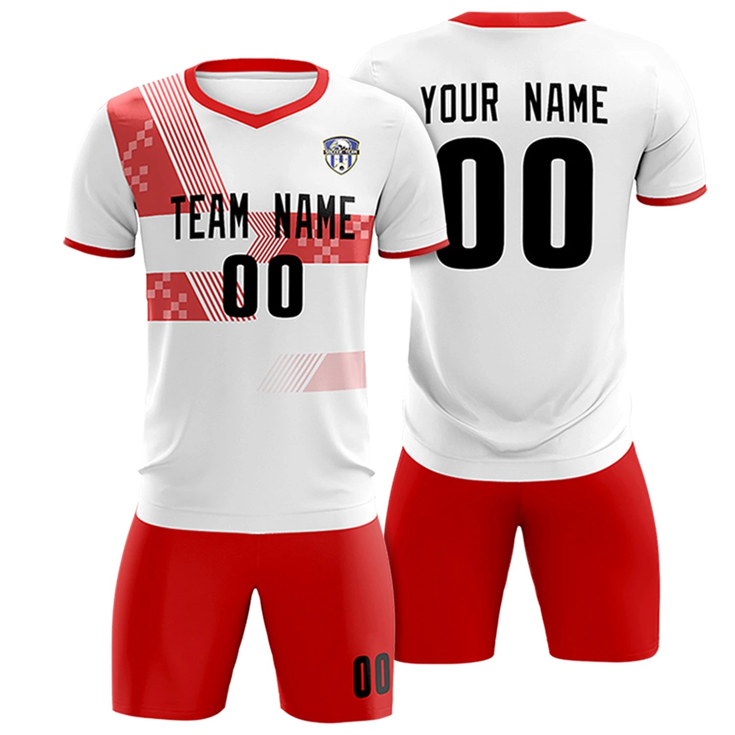 Custom White Red Training Uniform For Men Soccer Sets Jersey