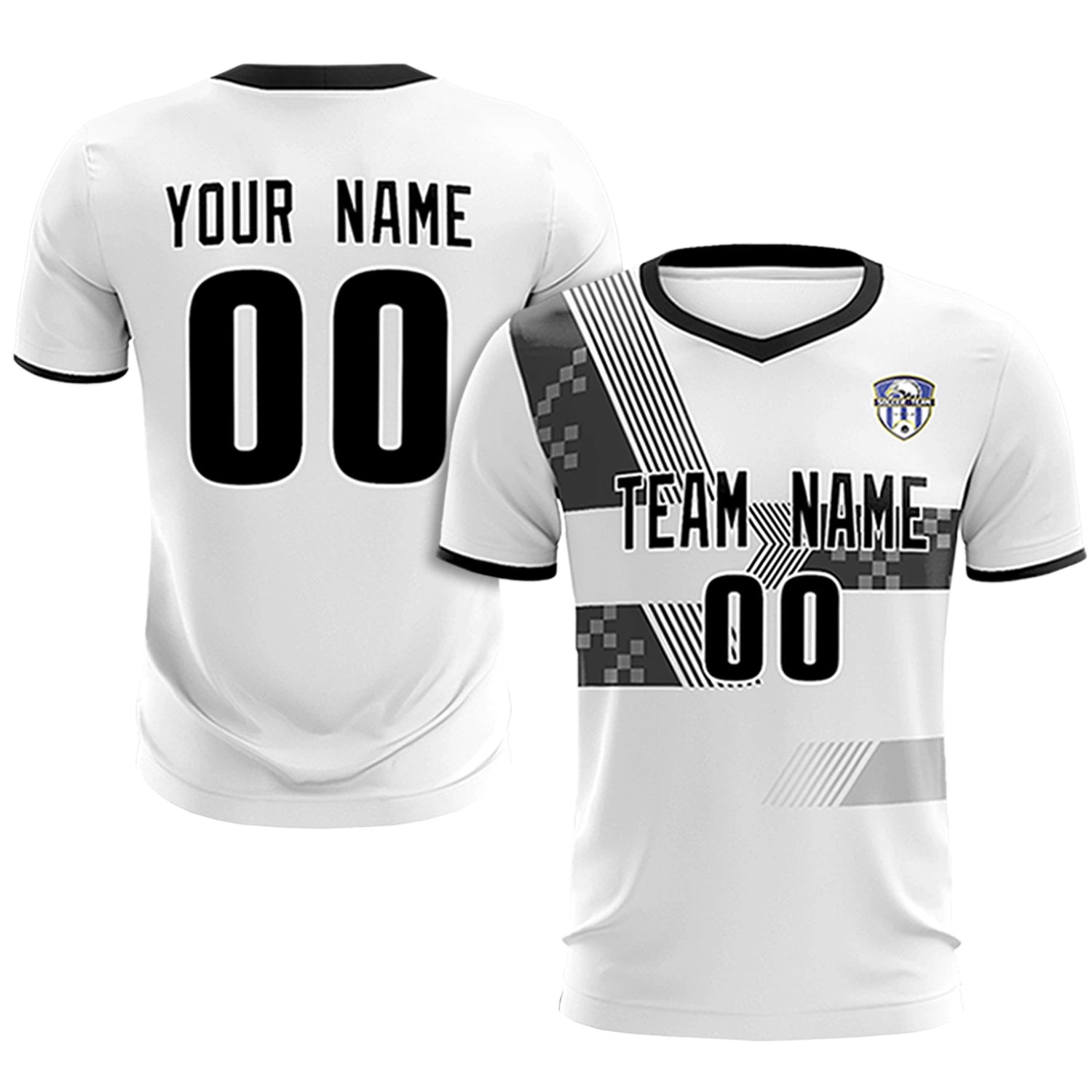 Custom White Black Training Uniform For Men Soccer Sets Jersey