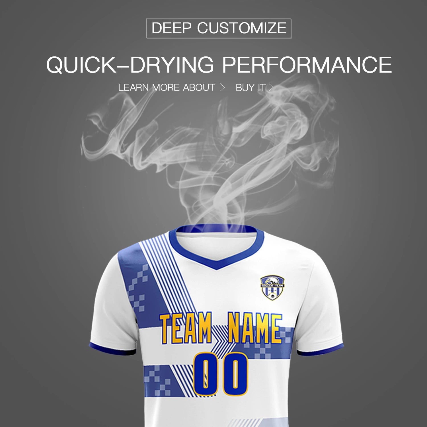 Custom White Royal Blue Training Uniform For Men Soccer Sets Jersey