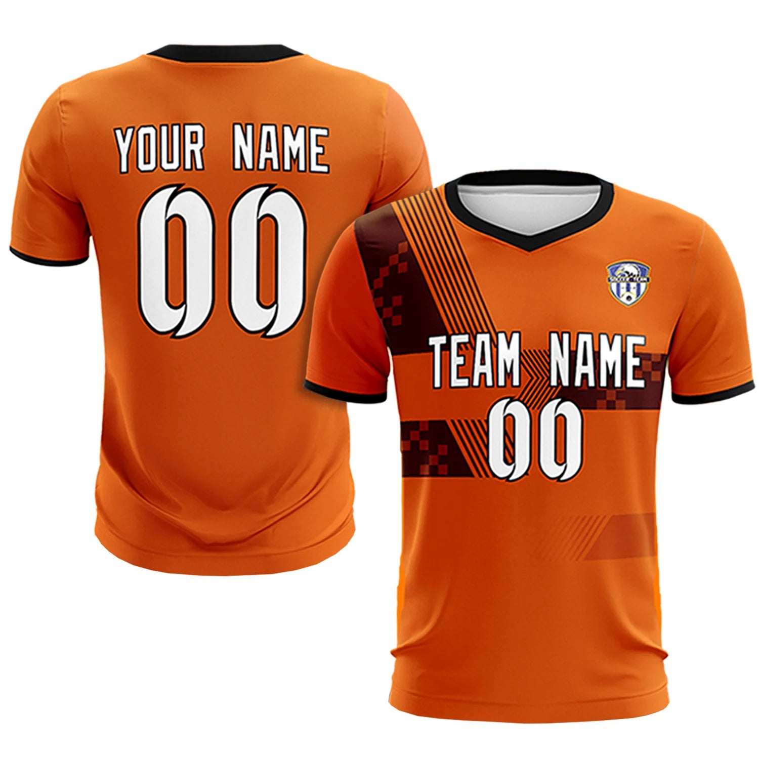Custom Orange Black Training Uniform For Men Soccer Sets Jersey